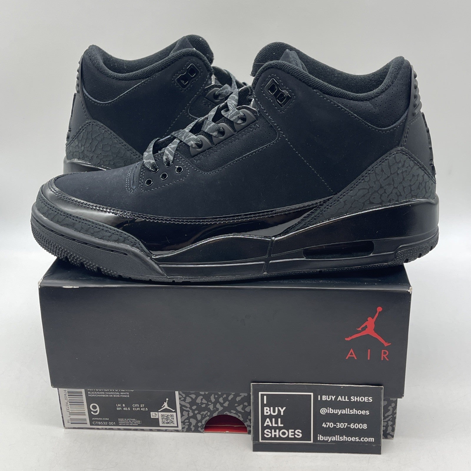 Size 9 - Air Jordan 3 Retro 2025 Black Cat (CT8532-001)