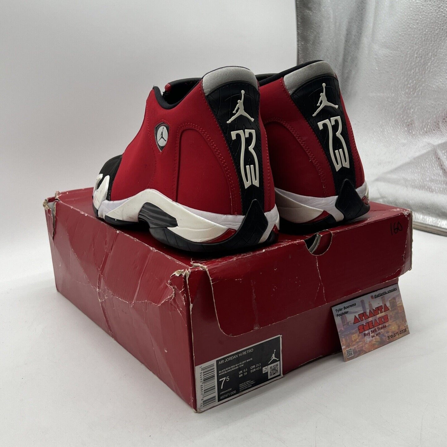 Size 7.5 - Air Jordan 14 Retro Gym Red Black White Suede (487471-006)