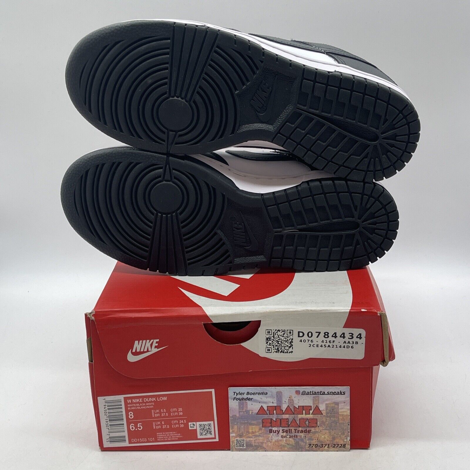 Size 8W - Nike Dunk Low Black White Leather (DD1503-101)