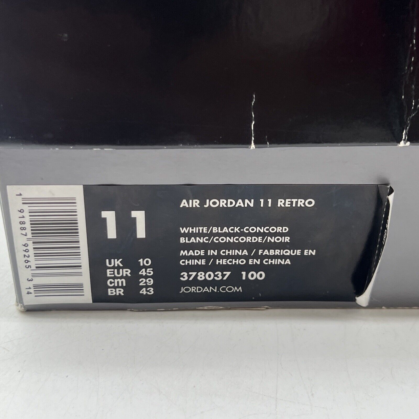 Size 11 - Jordan 11 Retro High Concord Black White Leather (378037-100)