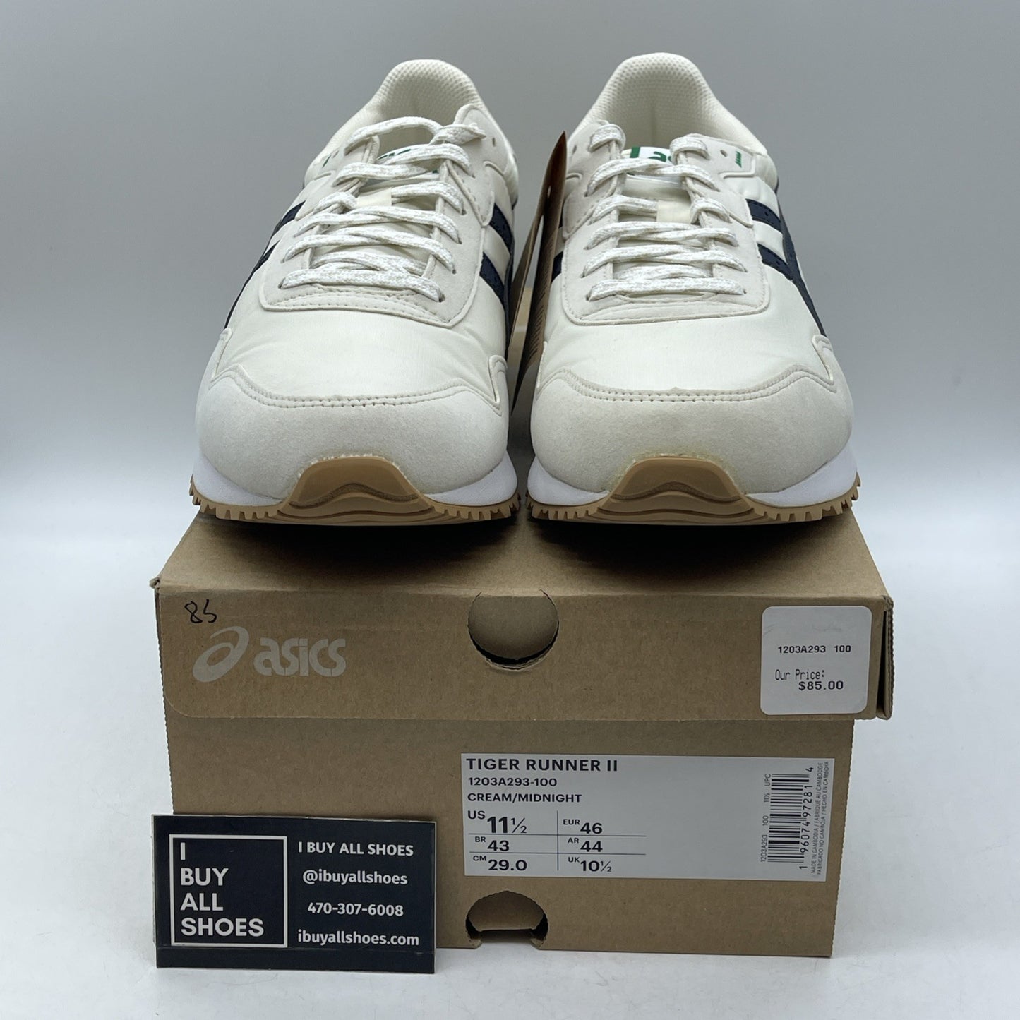 Size 11.5 - Asics Tiger Runner 2 Cream Midnight (1203A293-100)