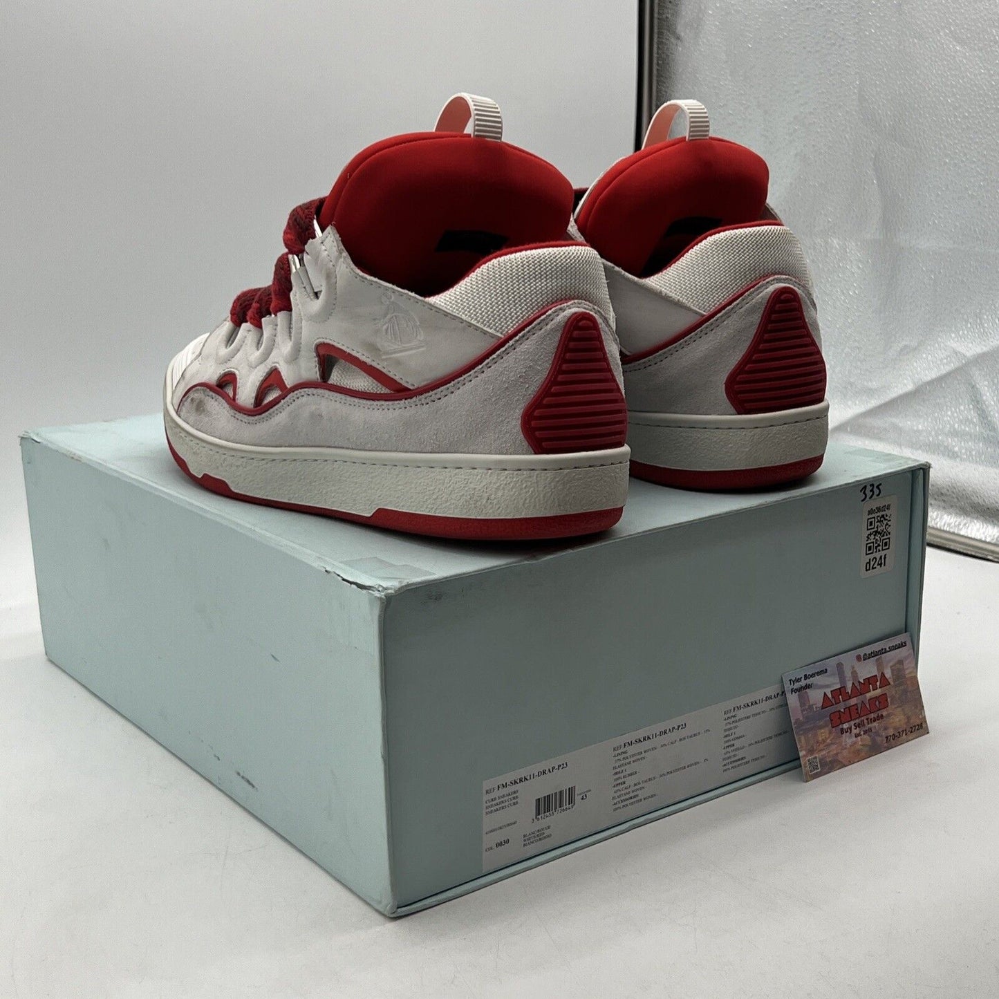 Size 10 - Lanvin Wmns Curb Sneakers White Red (FM-SKRK11-DRAP-P23)