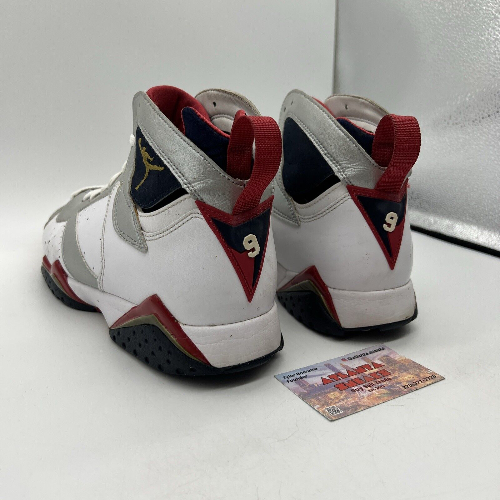 Size 11 - Air Jordan 7 Retro 2012 Olympic White Navy Red Gold Leather Used