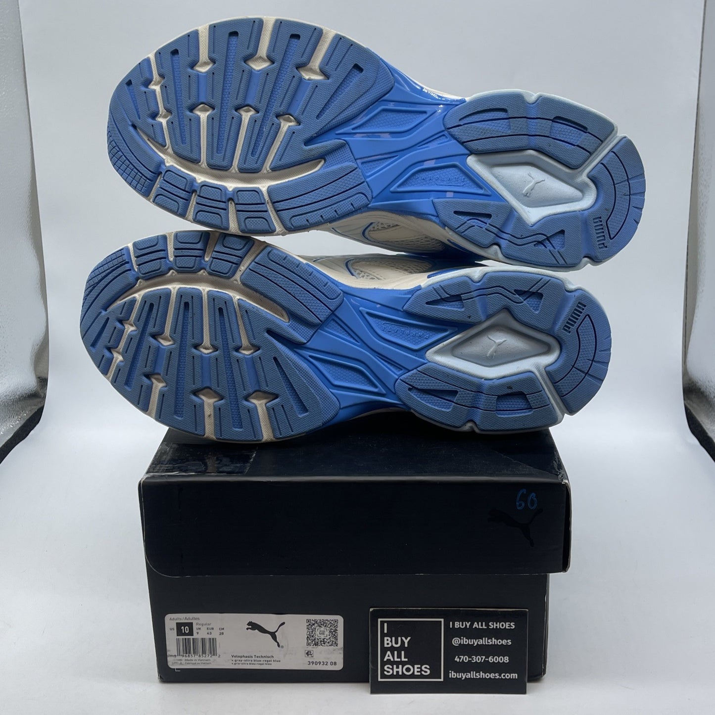 Size 10 - Puma Running Blue Ivory Velophasis Technisch Suede (390932-08)