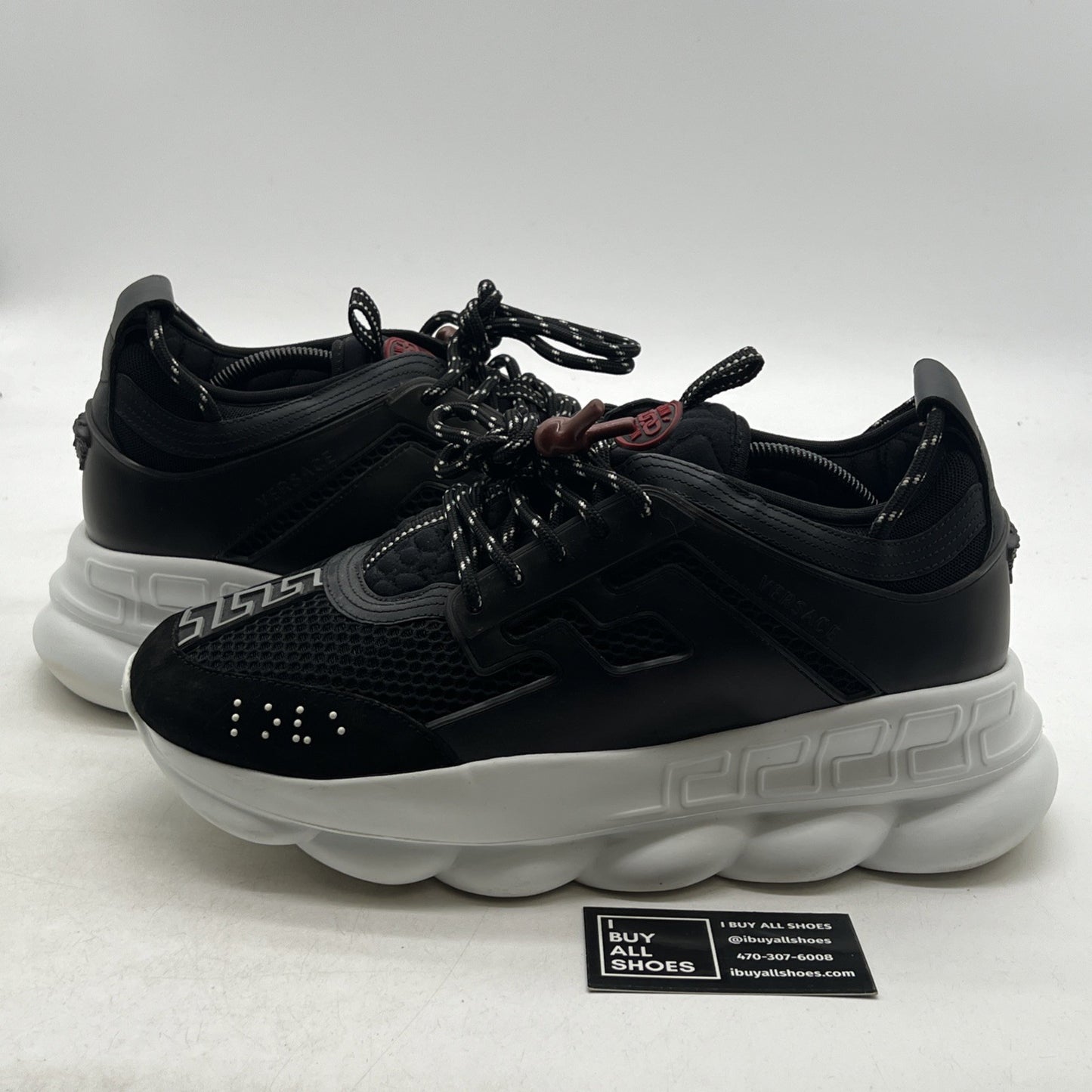 Size 46 - Versace Chain Reaction Black Burgundi Fashion Designer Sneaker
