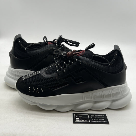 Size 46 - Versace Chain Reaction Black Burgundi Fashion Designer Sneaker