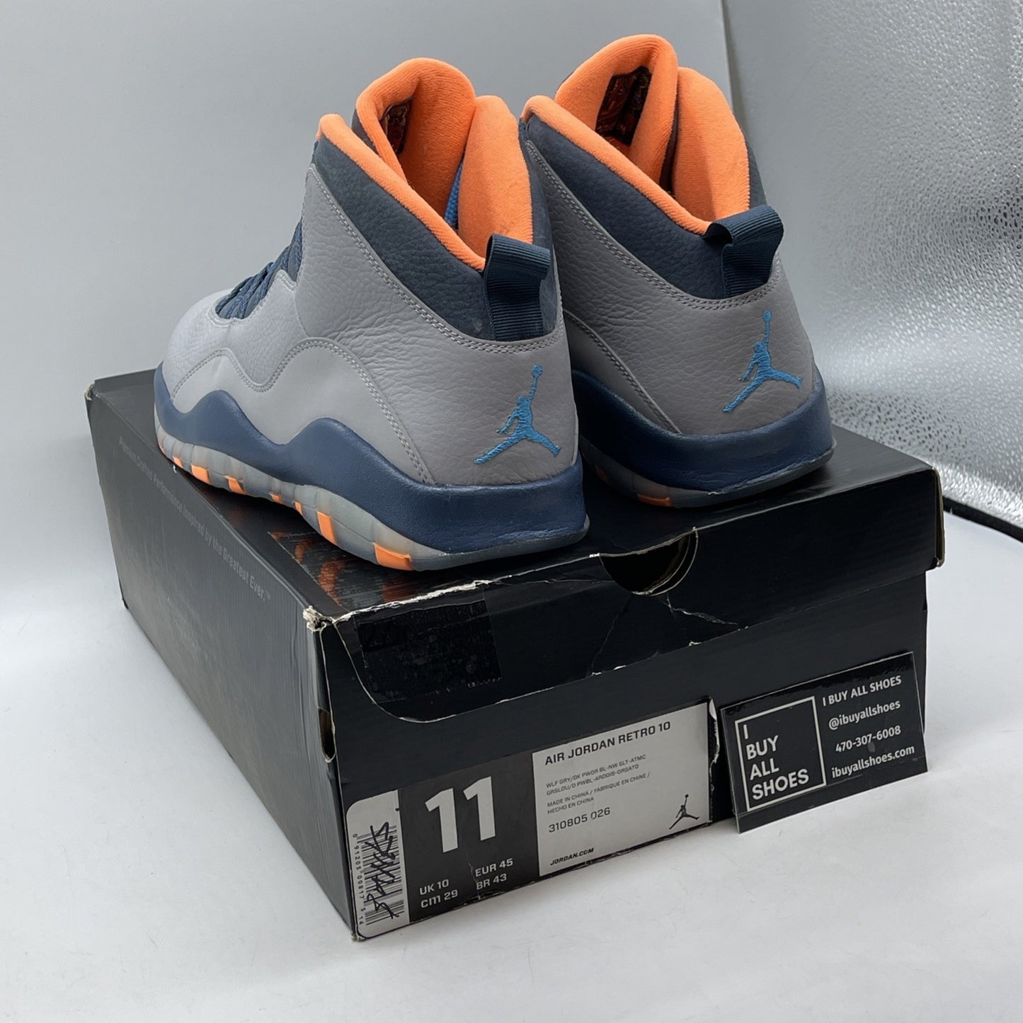 Size 11 - Air Jordan 10 Retro Bobcats Grey Blue Suede Leather (310805-026)