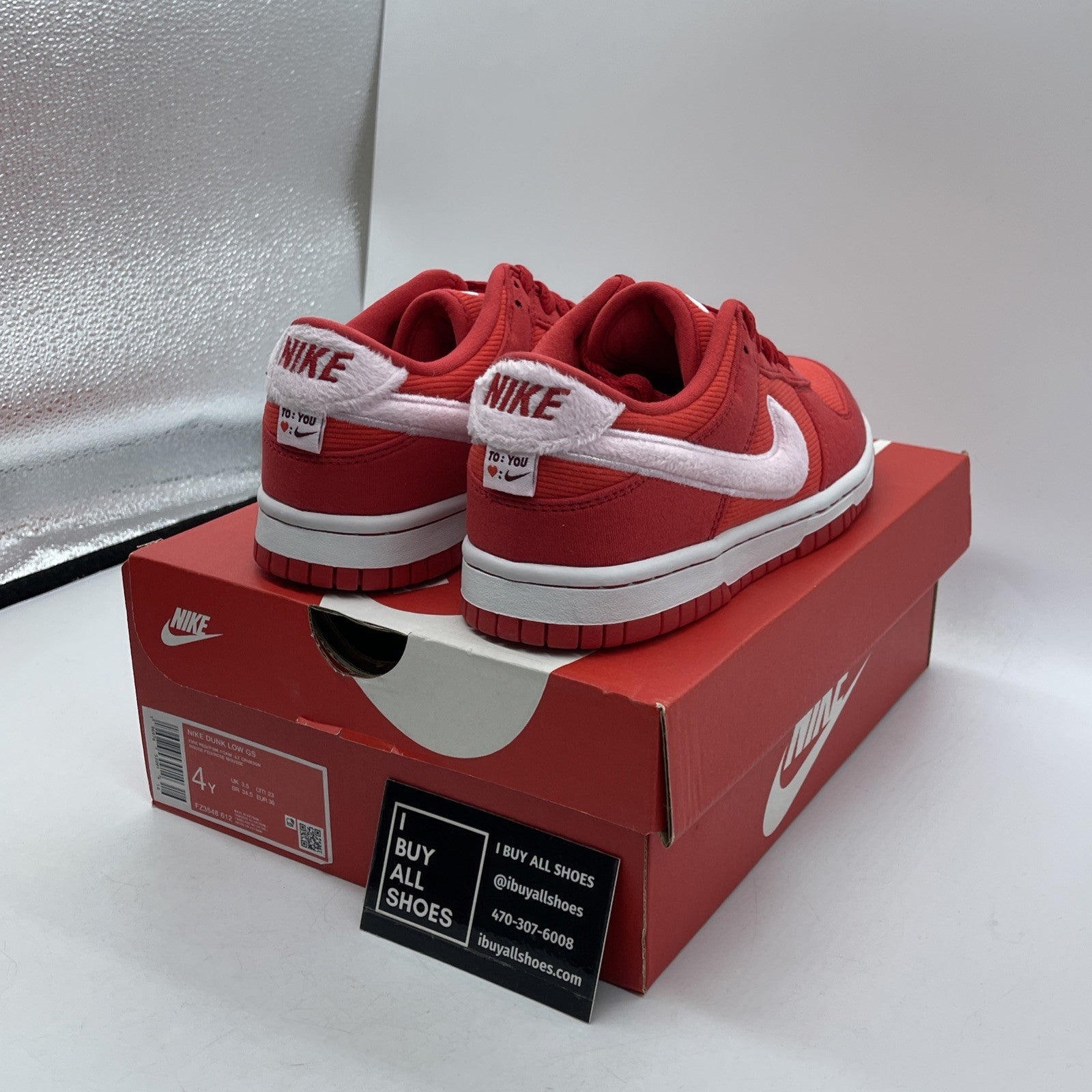 Size 4Y (GS) - Nike Dunk Low Valentine's Day Pink Red Suede (FZ3548-612)