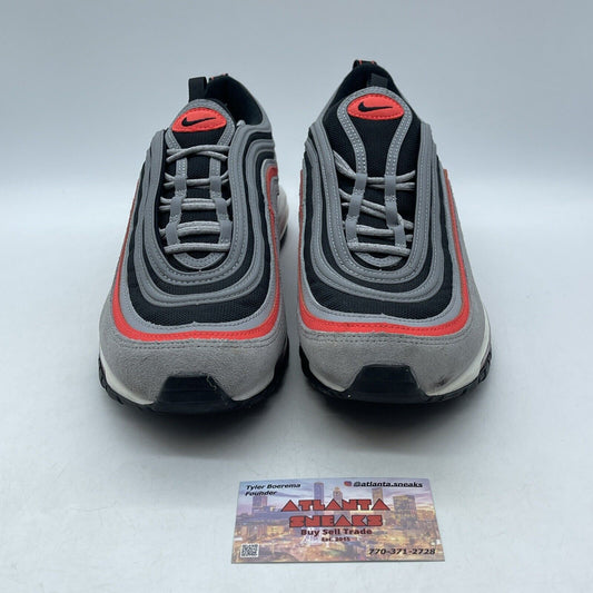 Size 10.5 - Nike Air Max 97 Wolf Grey Radiant Red Black Grey Suede (DB4611-002)