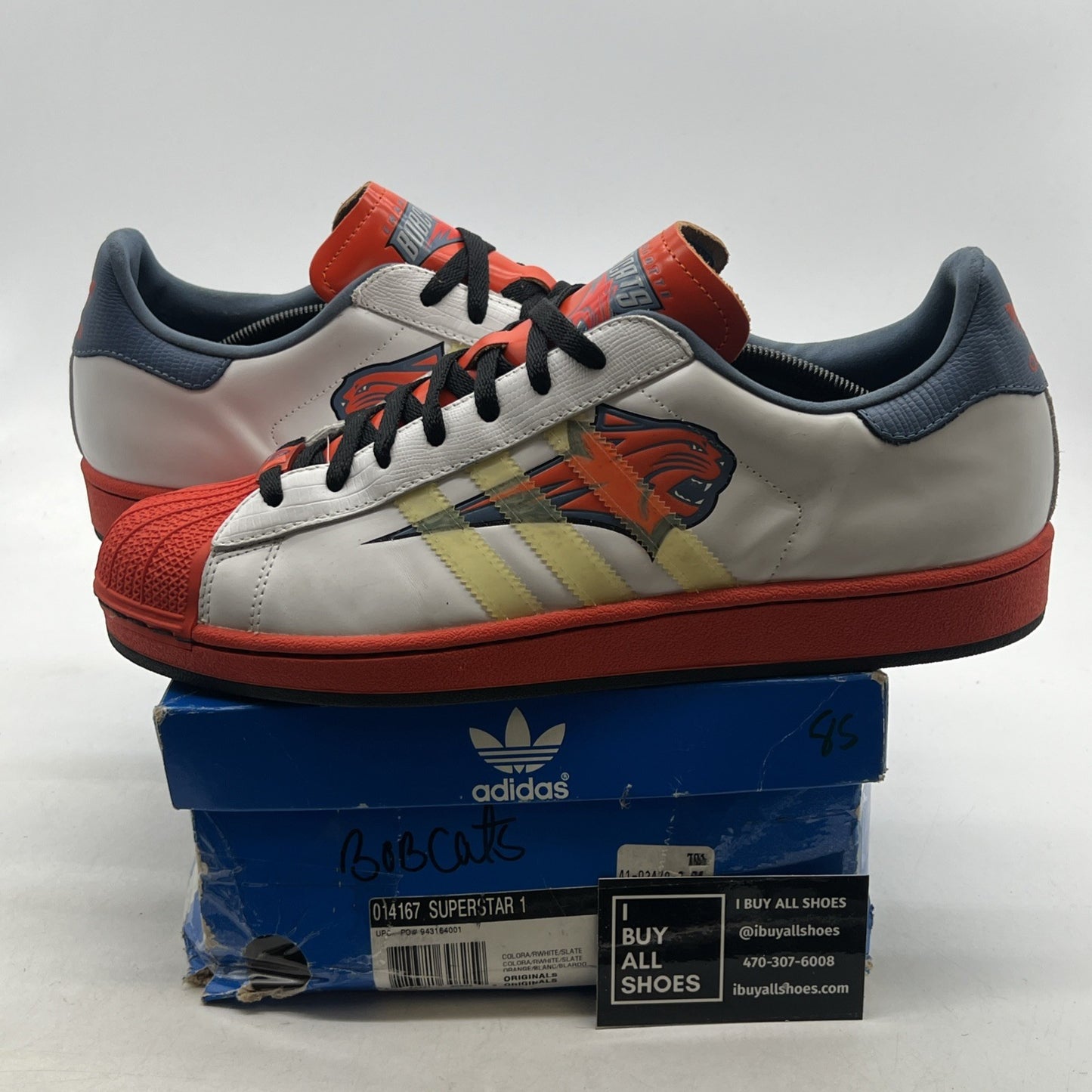Size 13 - Charlotte Bobcats Shell Toe Adidas Superstar 1 NBA (014167)