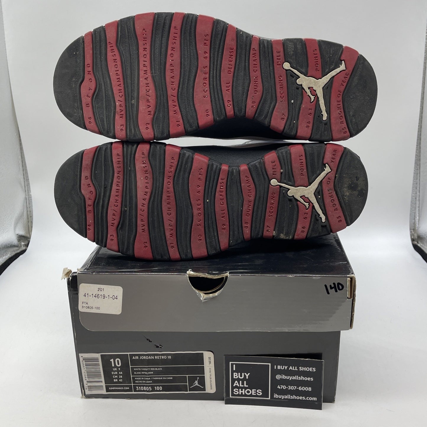 Size 10 - Air Jordan 10 Retro 2012 Chicago White Black Red Leather (310805-100)