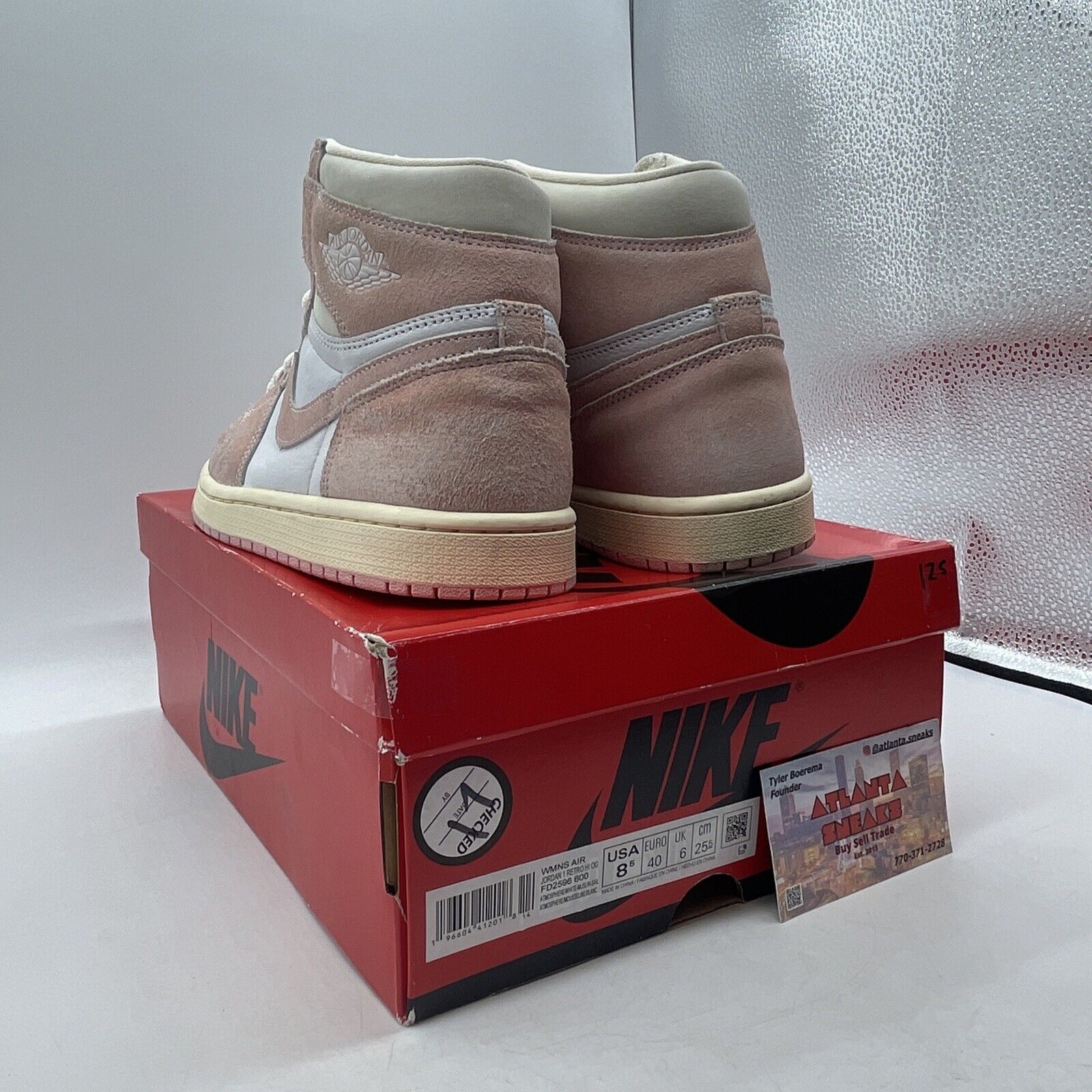 Size 8.5W- Air Jordan 1 Retro OG High Washed Pink White Suede (FD2596-600)