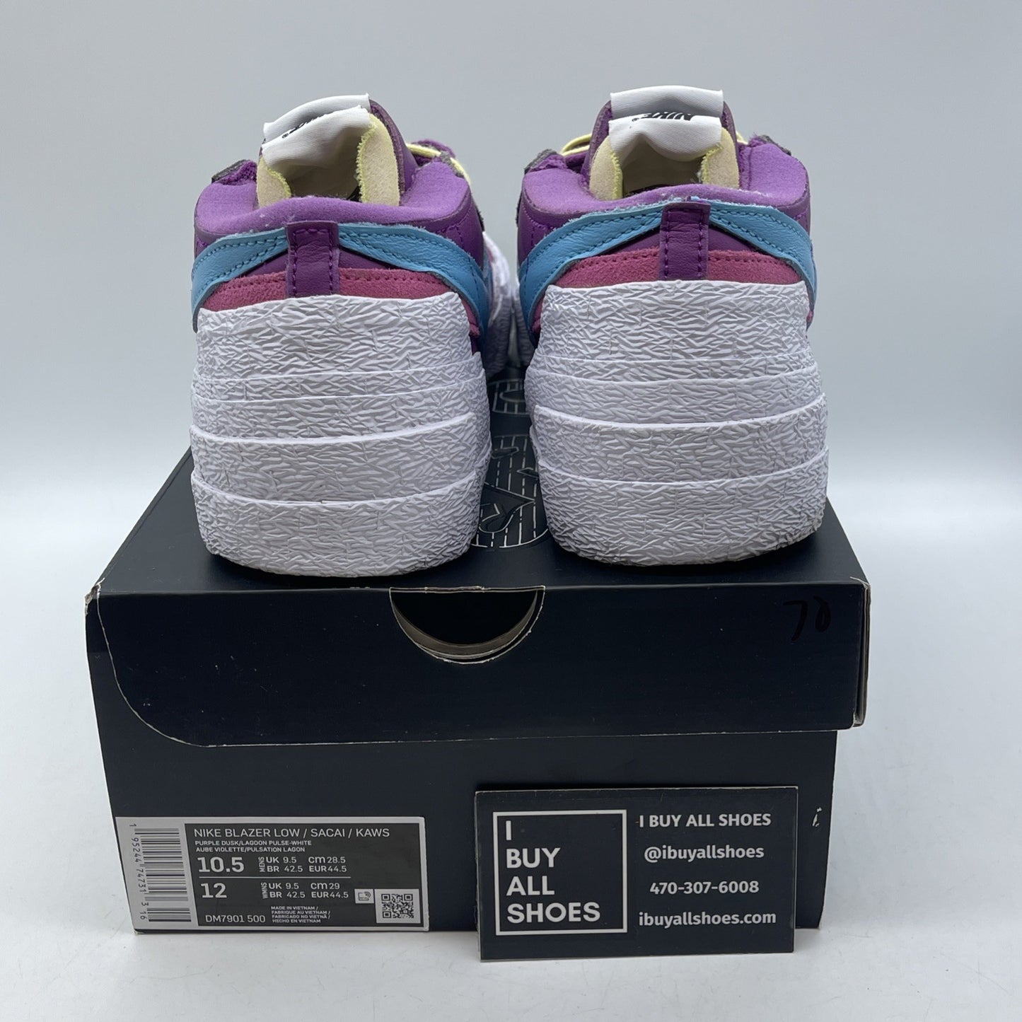 Size 10.5 - Nike KAWS x sacai x Blazer Low Purple Dusk Suede (DM7901-500)