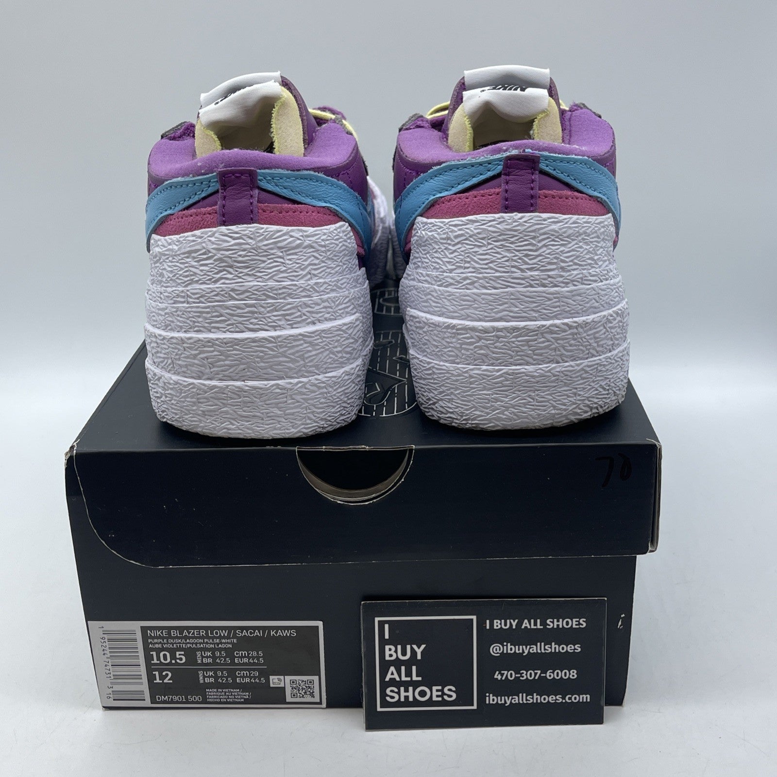 Size 10.5 - Nike KAWS x sacai x Blazer Low Purple Dusk Suede (DM7901-500)
