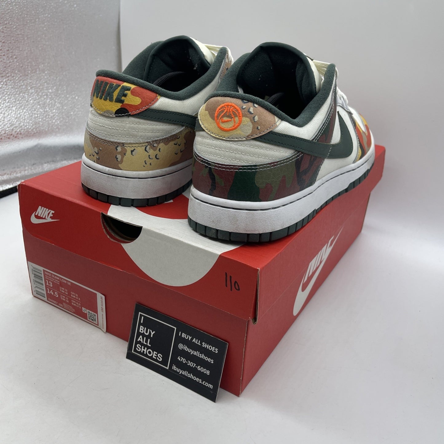 Size 13 - Nike Dunk SE Low Sail Multi-Camo (DH0957-100)