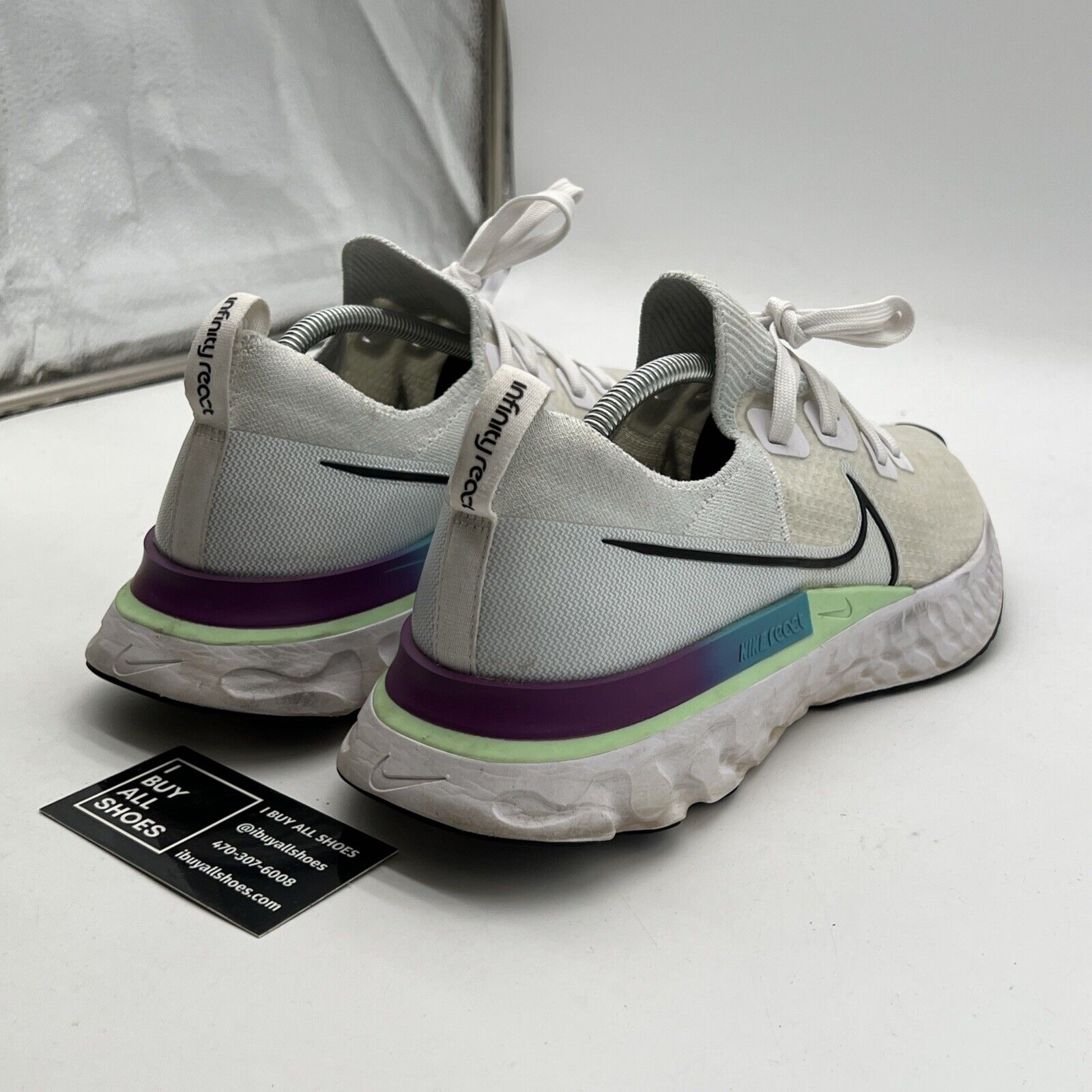 Size 11.5 - Nike React Infinity Run Flyknit White Vapor Green (CD4371-102)