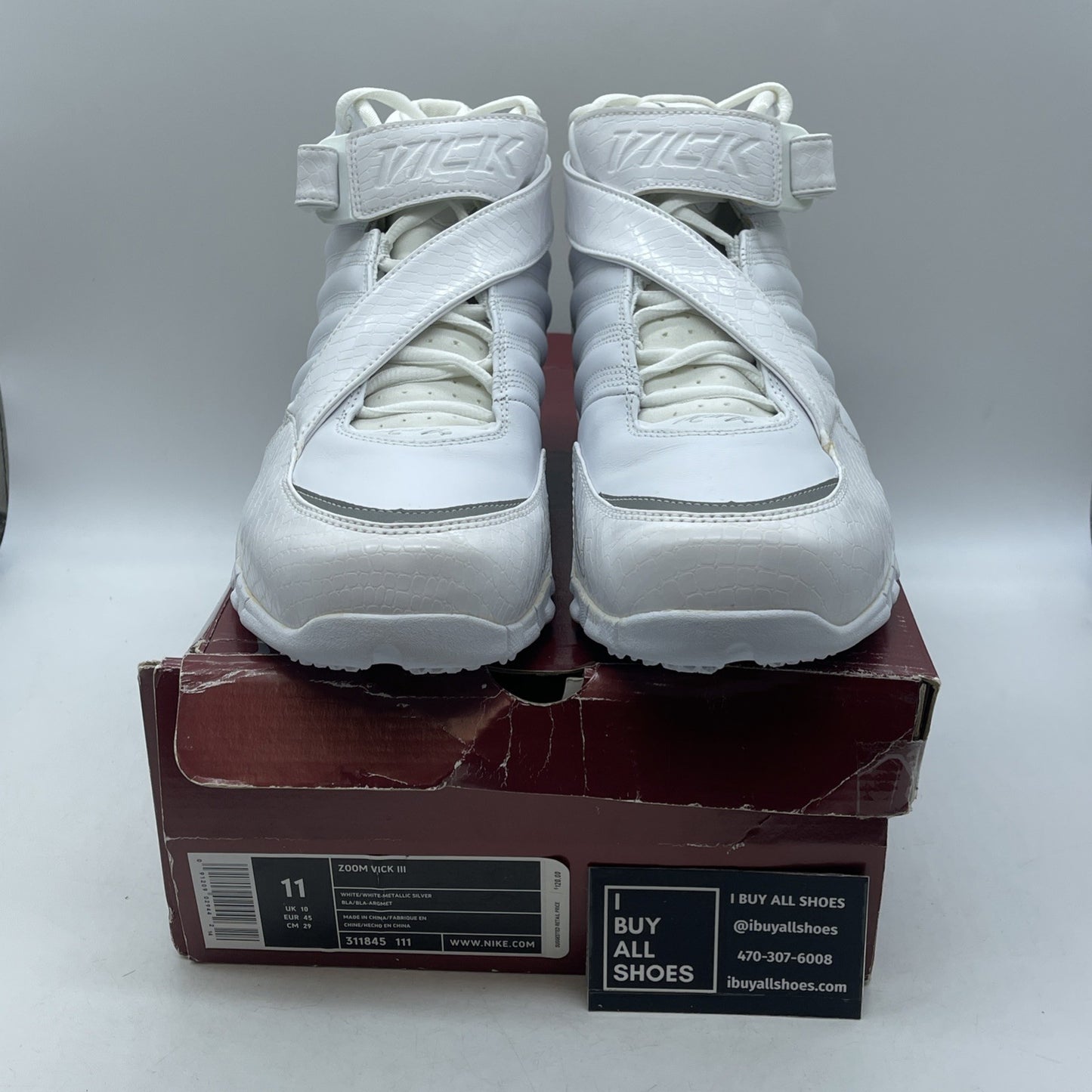 Size 11 - Nike Zoom Vick 3 White Metallic Silver (311845-111)