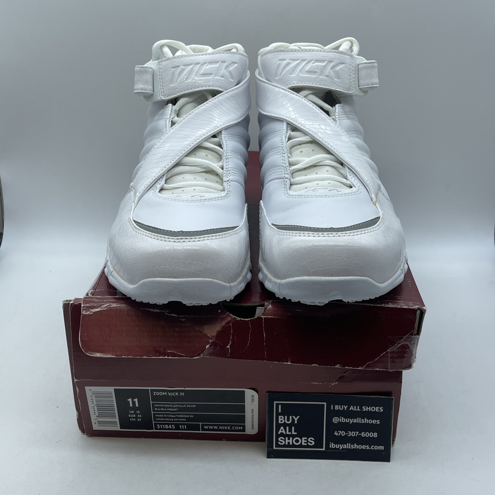 Size 11 - Nike Zoom Vick 3 White Metallic Silver (311845-111)