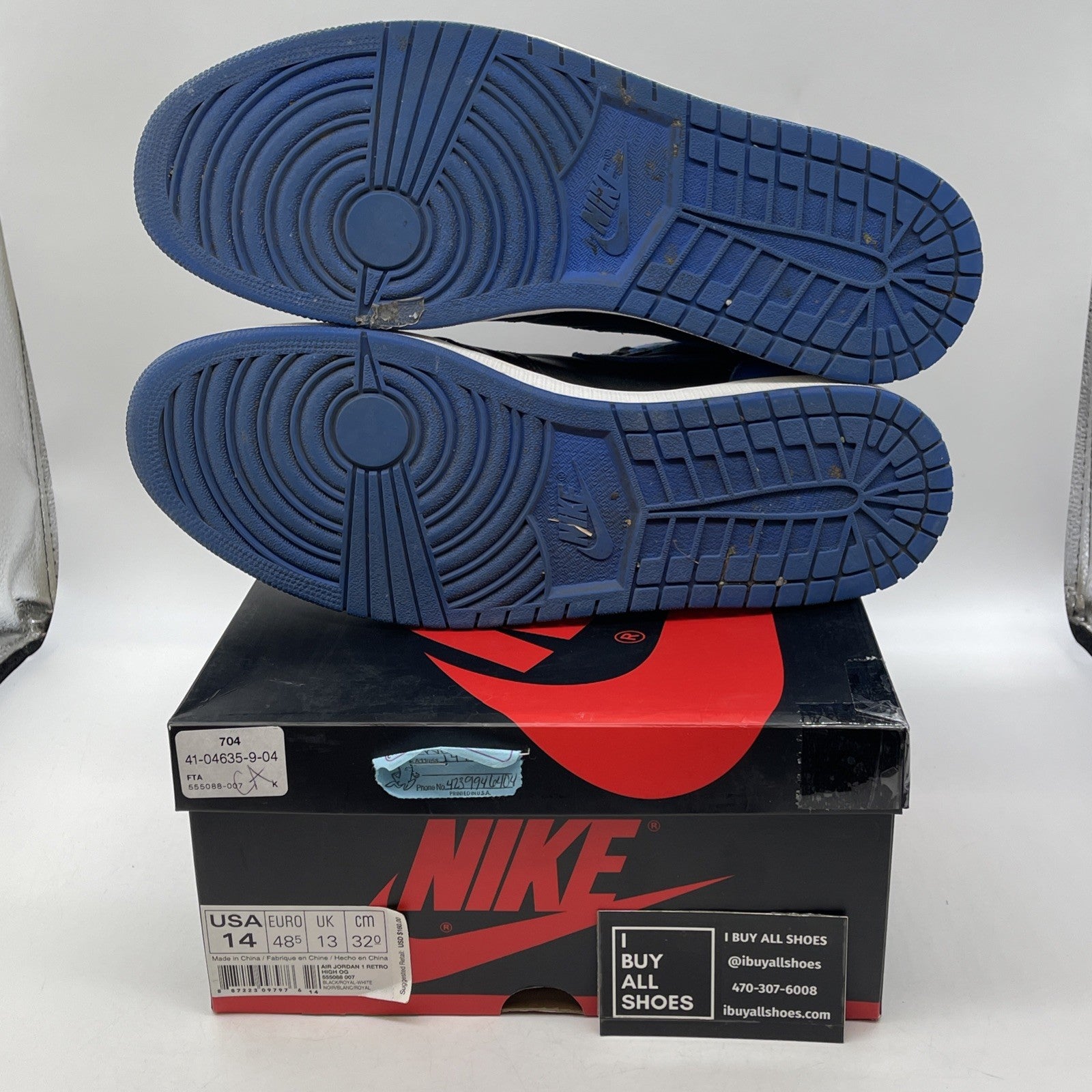 Size 14 - Air Jordan 1 Retro OG High Royal Blue Black Leather (555088-007)