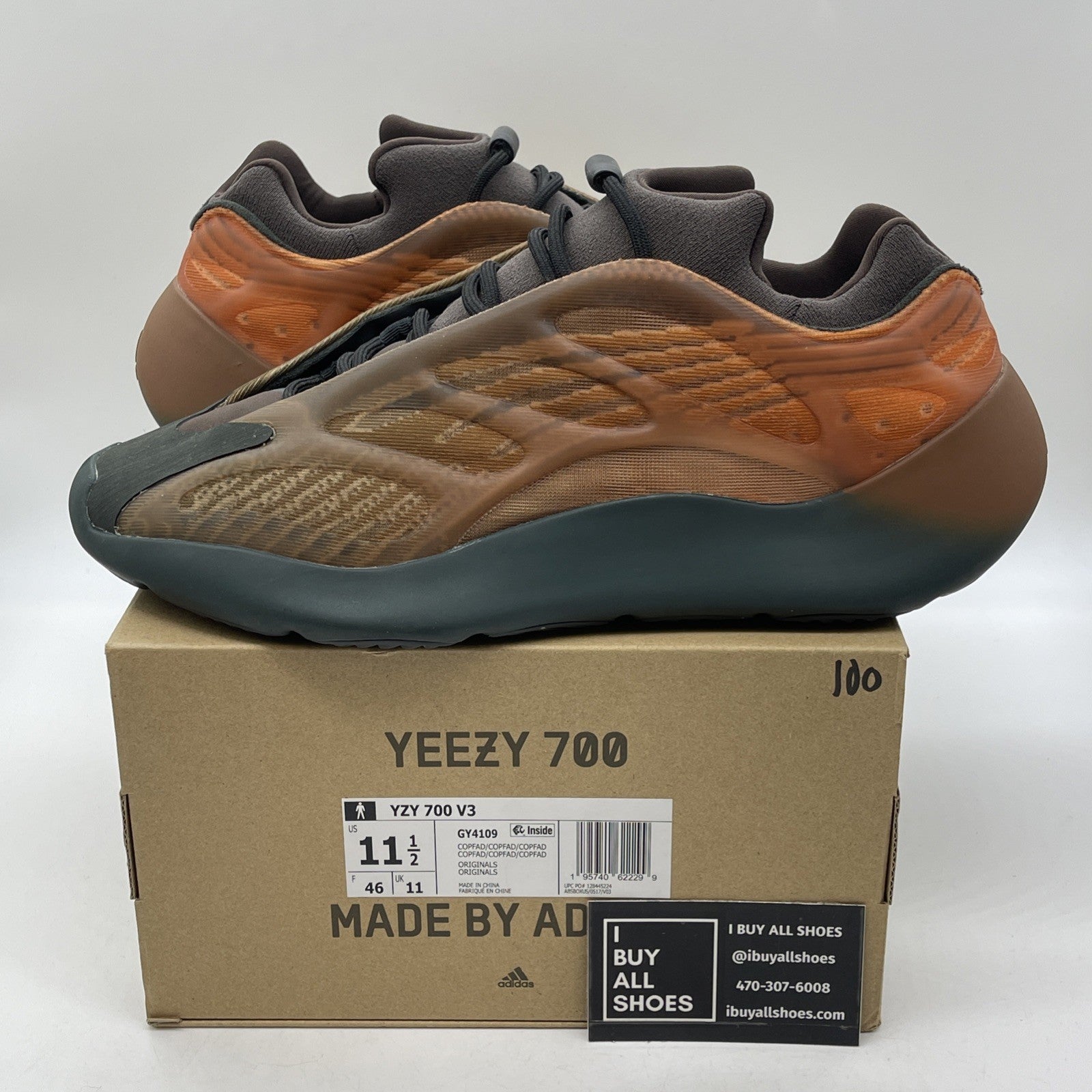 Size 11.5 - adidas Yeezy 700 V3 Copper Fade Black Suede Leather (GY4109)