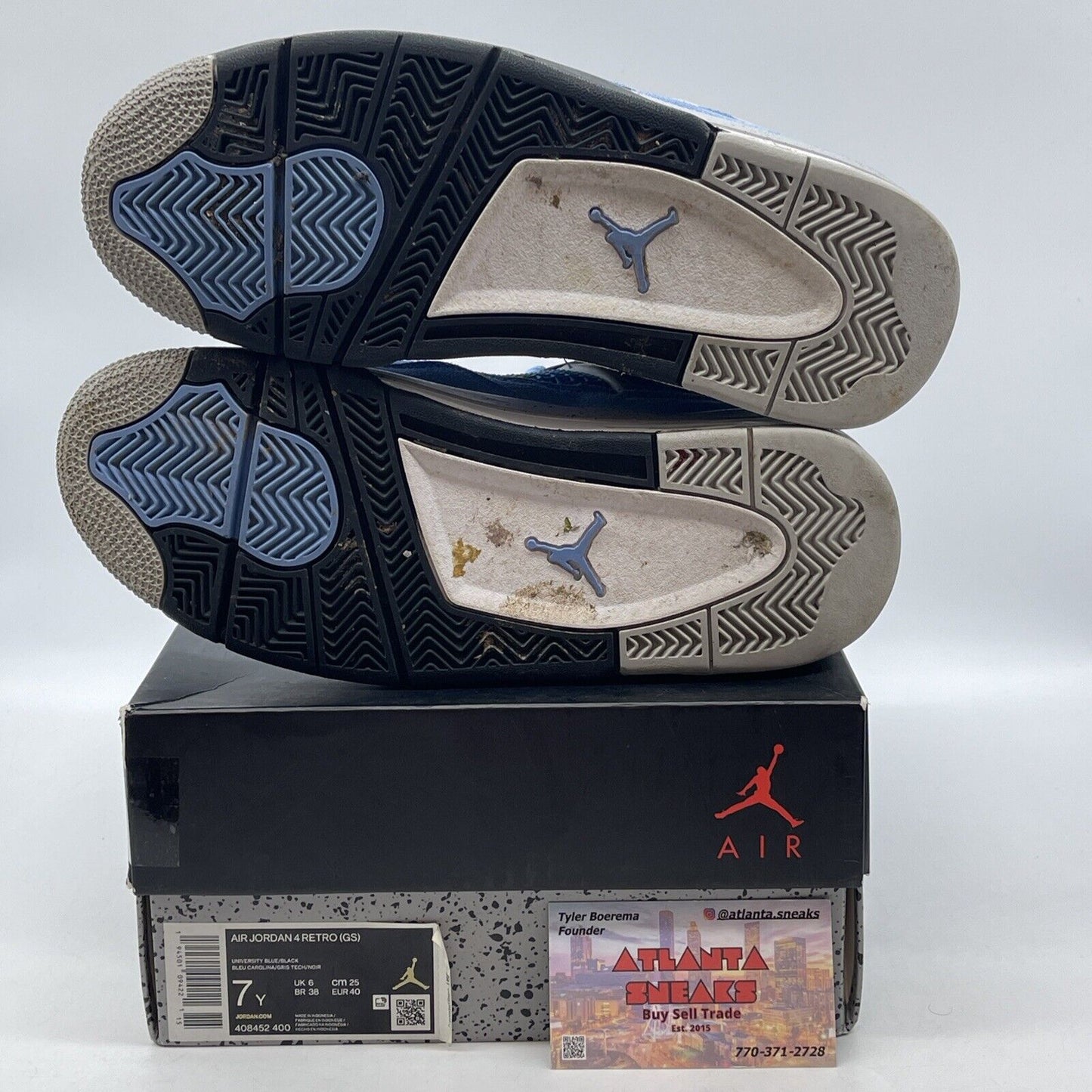 Size 7 - Jordan 4 Retro Black Tech Grey University Blue White 2021 (408452-400)
