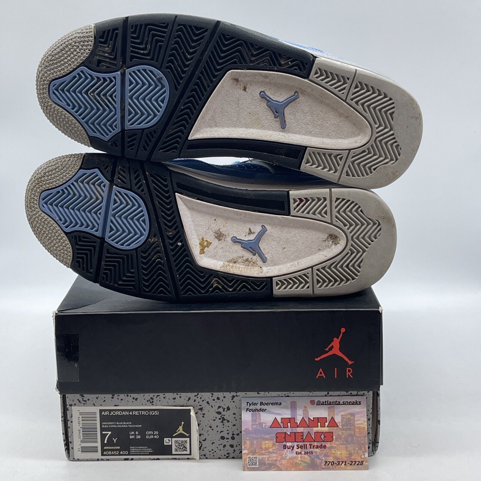 Size 7 - Jordan 4 Retro Black Tech Grey University Blue White 2021 (408452-400)