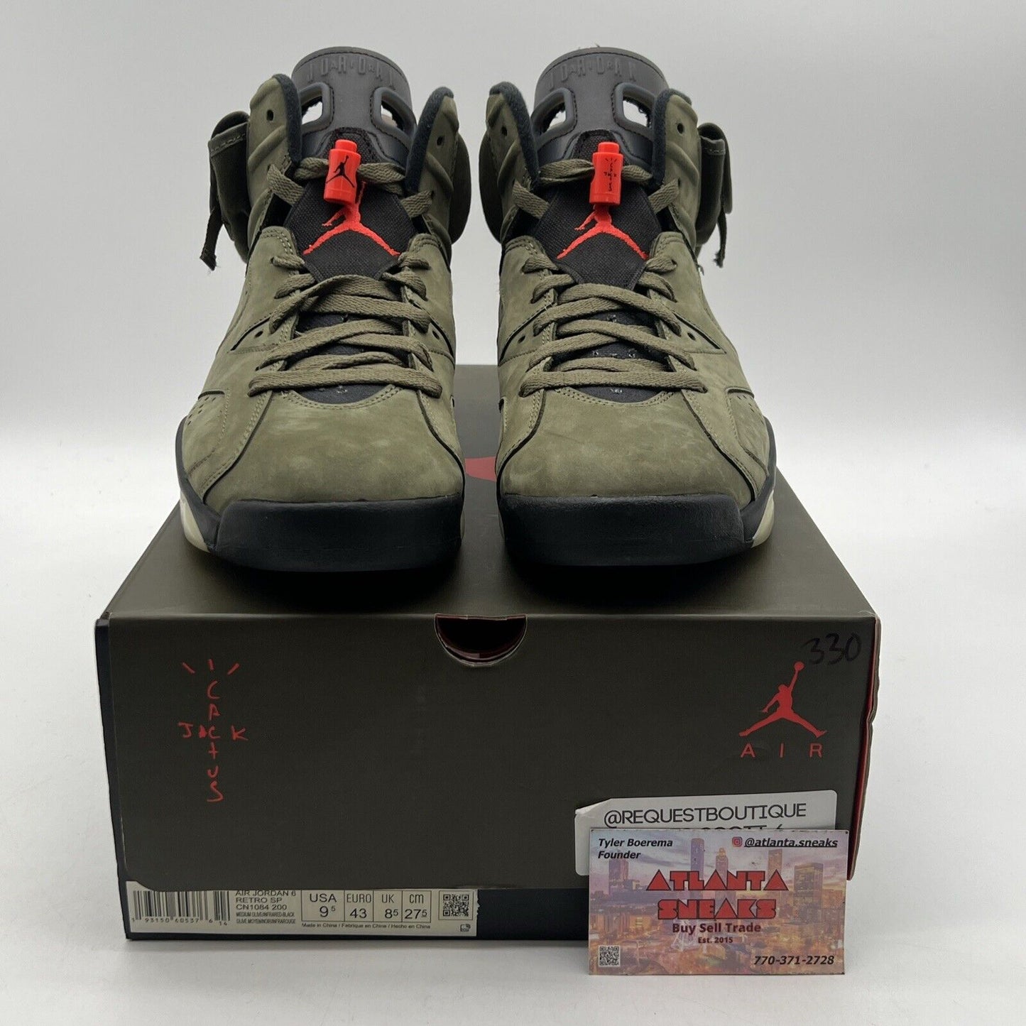 Size 9.5 - Jordan 6 Retro x Travis Scott Mid Olive Black Red (CN1084-200)