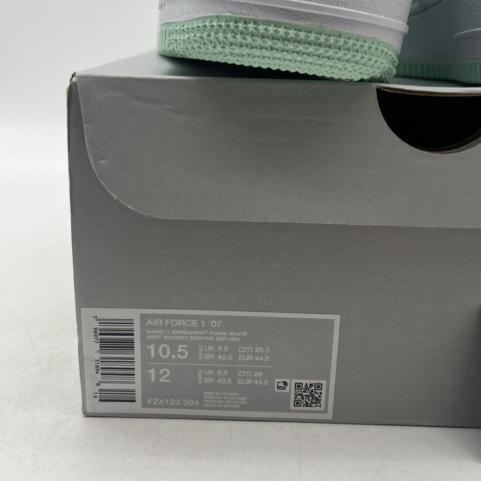 Size 10.5 - Nike Air Force 1 Low Mint Foam White Leather  (FZ4123-304)