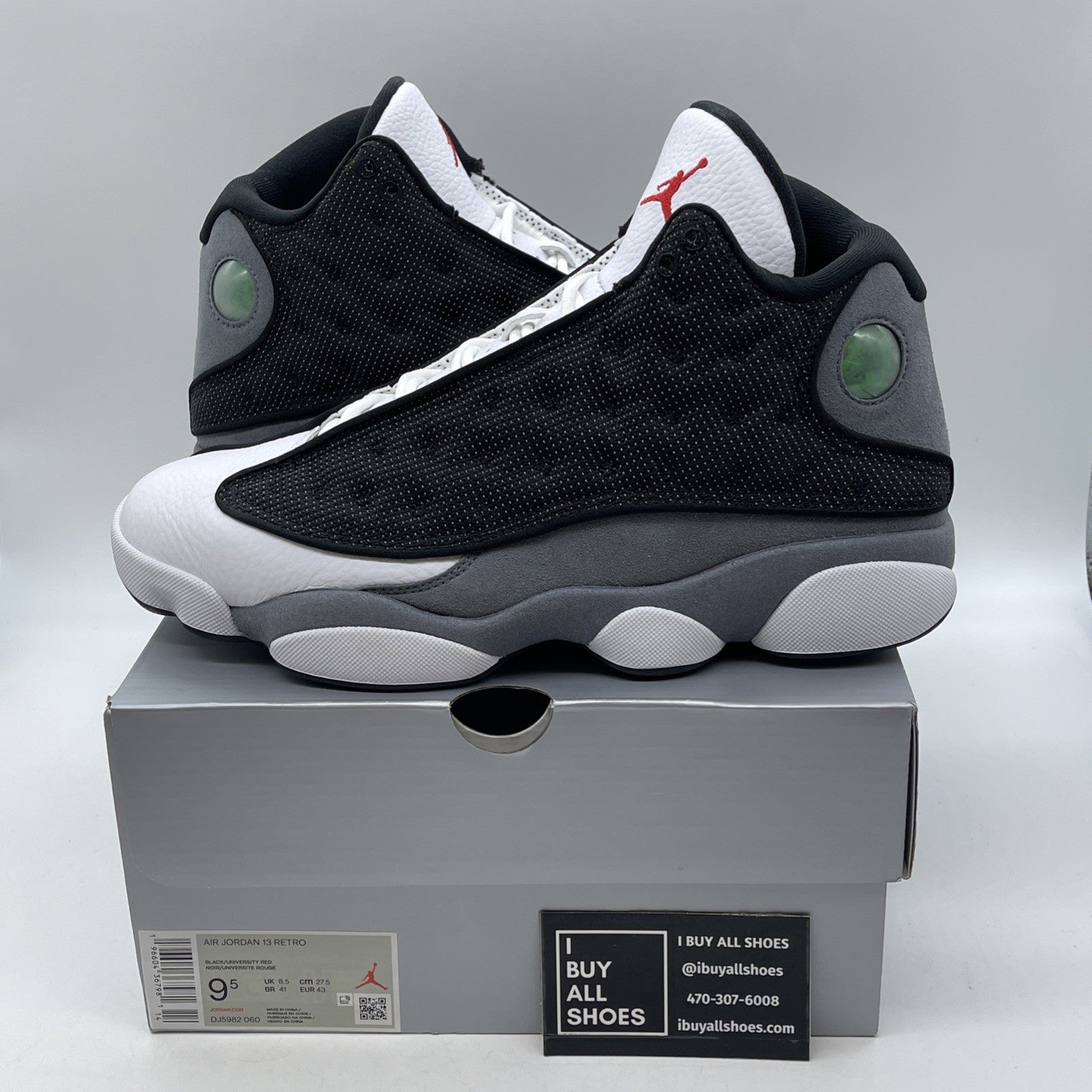 Size 9.5 - Air Jordan 13 Retro Black Flint White Suede Leather (DJ5982-060)