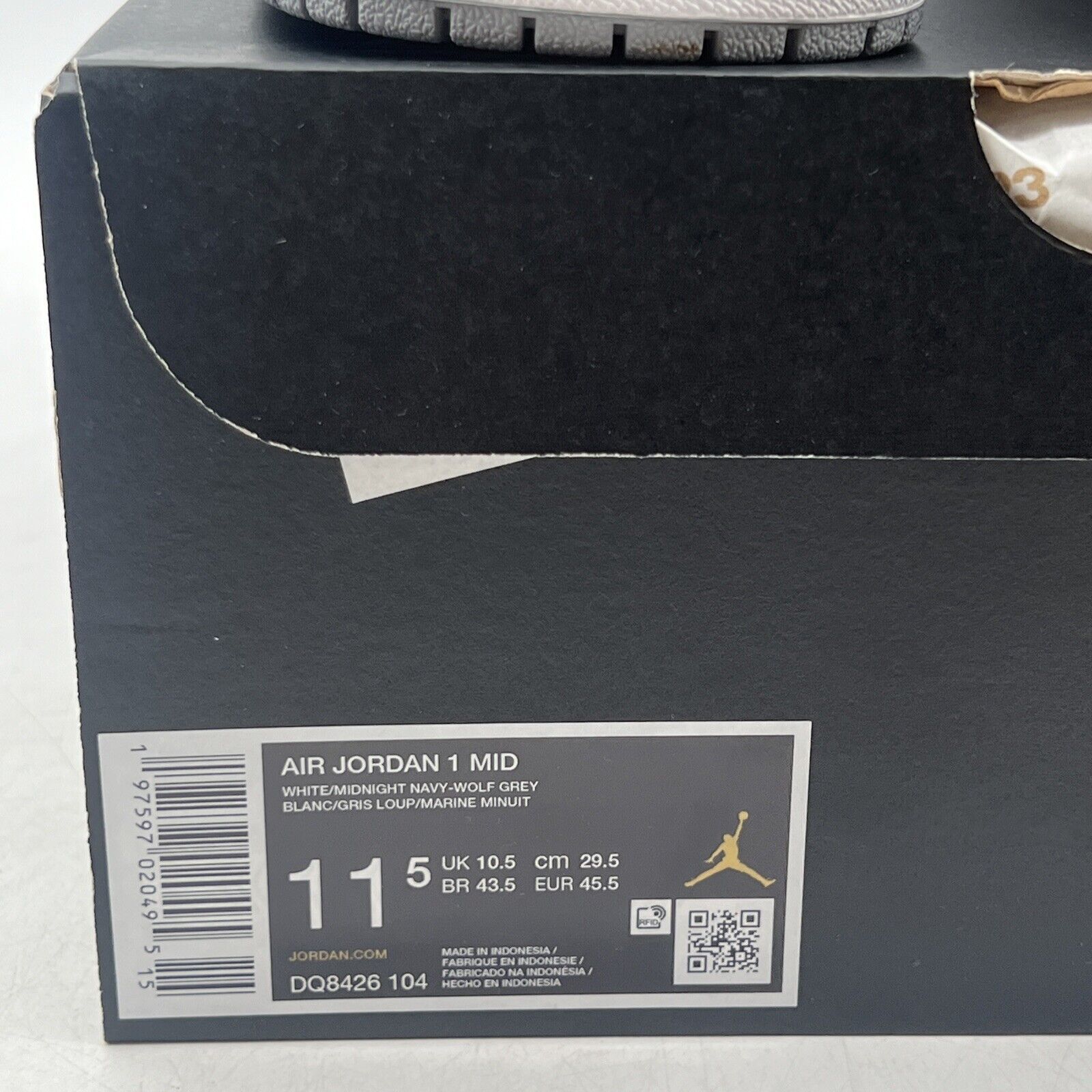 Size 11.5 - Air Jordan 1 Mid Wolf Grey Midnight Navy (DQ8426-104)