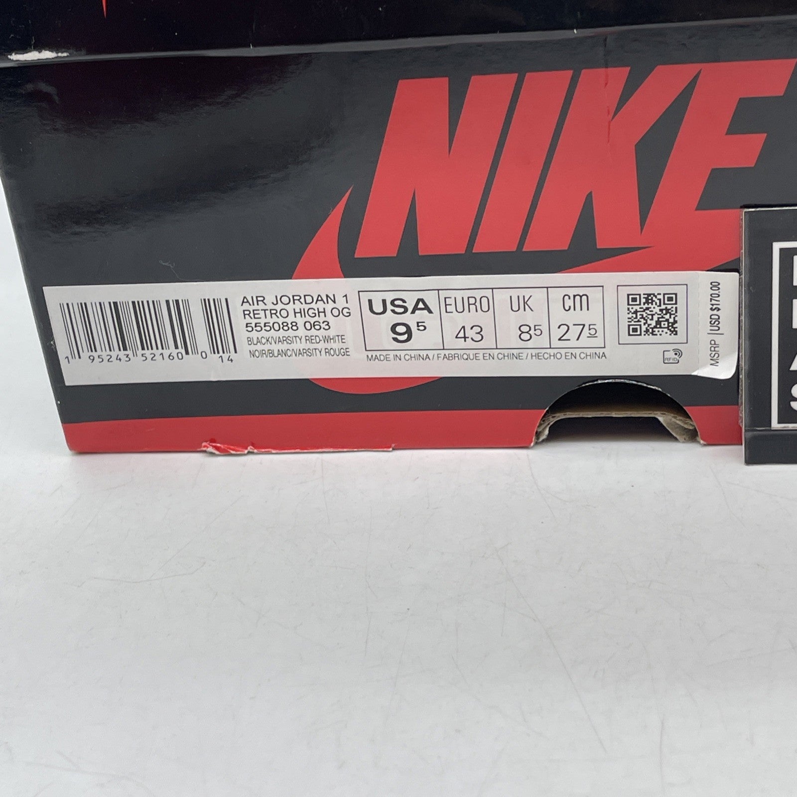 Size 9.5 - Air Jordan 1 Retro OG High Patent Bred (555088-063)