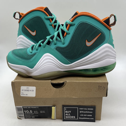 Size 10.5 - Nike Air Penny 5 Miami Dolphins (537331-300)