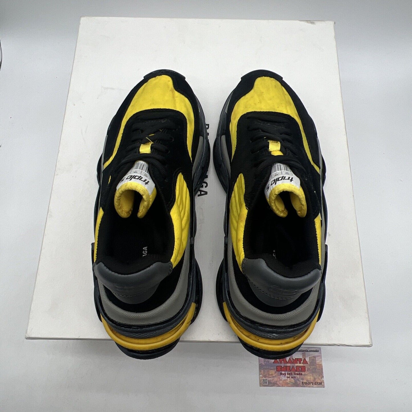 Size 7 - Balenciaga Triple S Sneaker Black Yellow Grey Suede