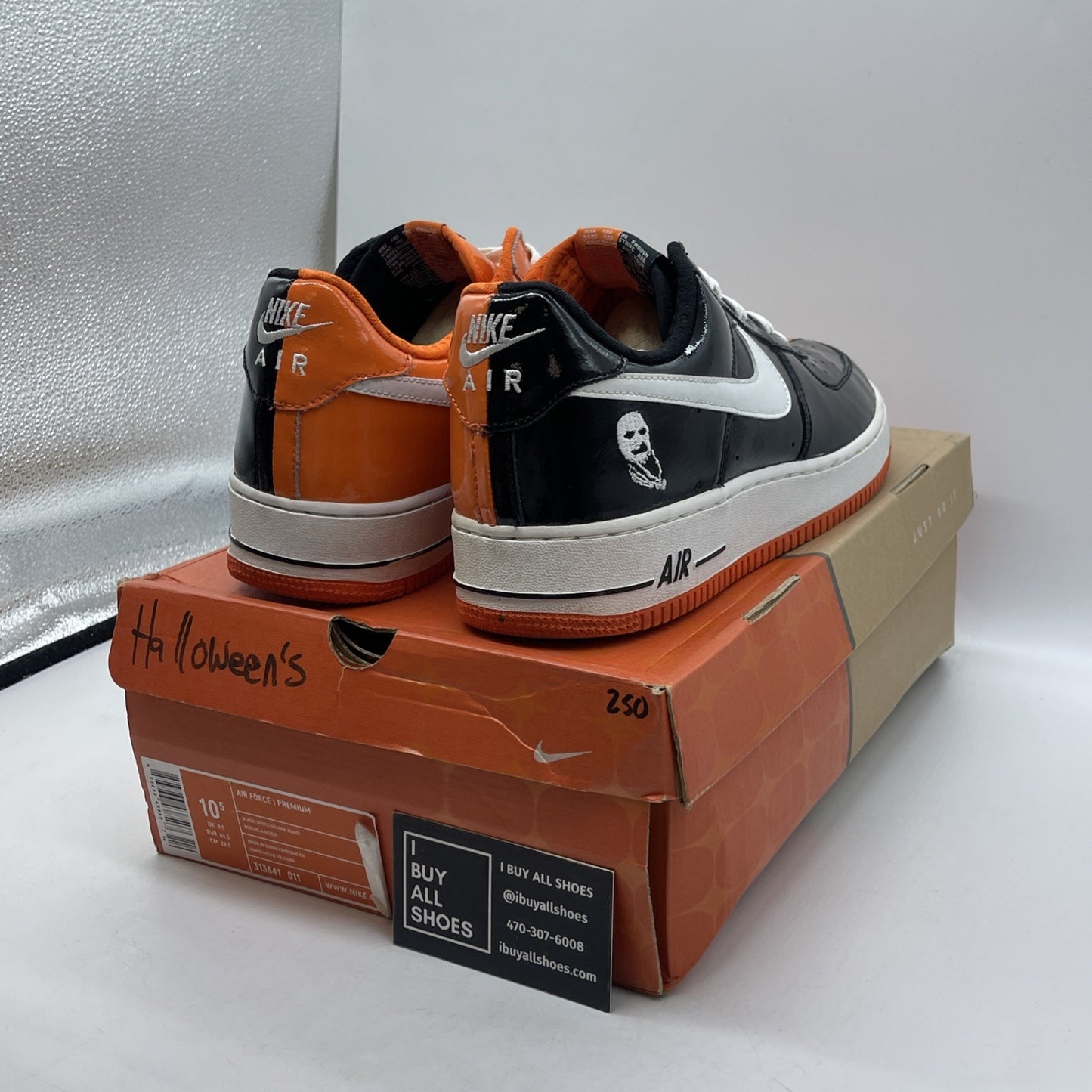 Size 10.5 - Nike Air Force 1 Premium Halloween Orange Black (313641-011)