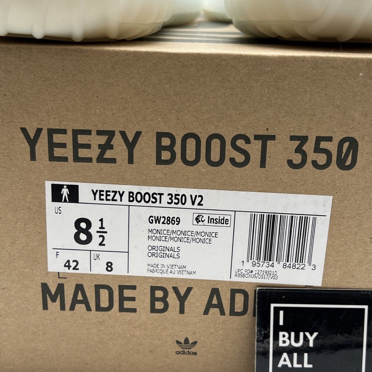 Size 8.5 - Adidas Yeezy Boost 350 V2 Mono Ice (2 Rights) (GW2869)