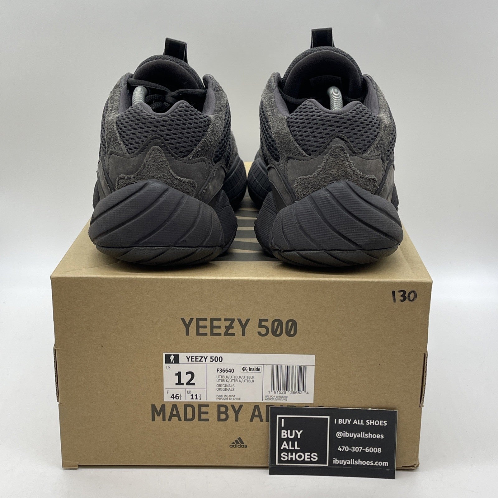 Size 12 - adidas Yeezy 500 Low Utility Black Suede Leather (F36640)