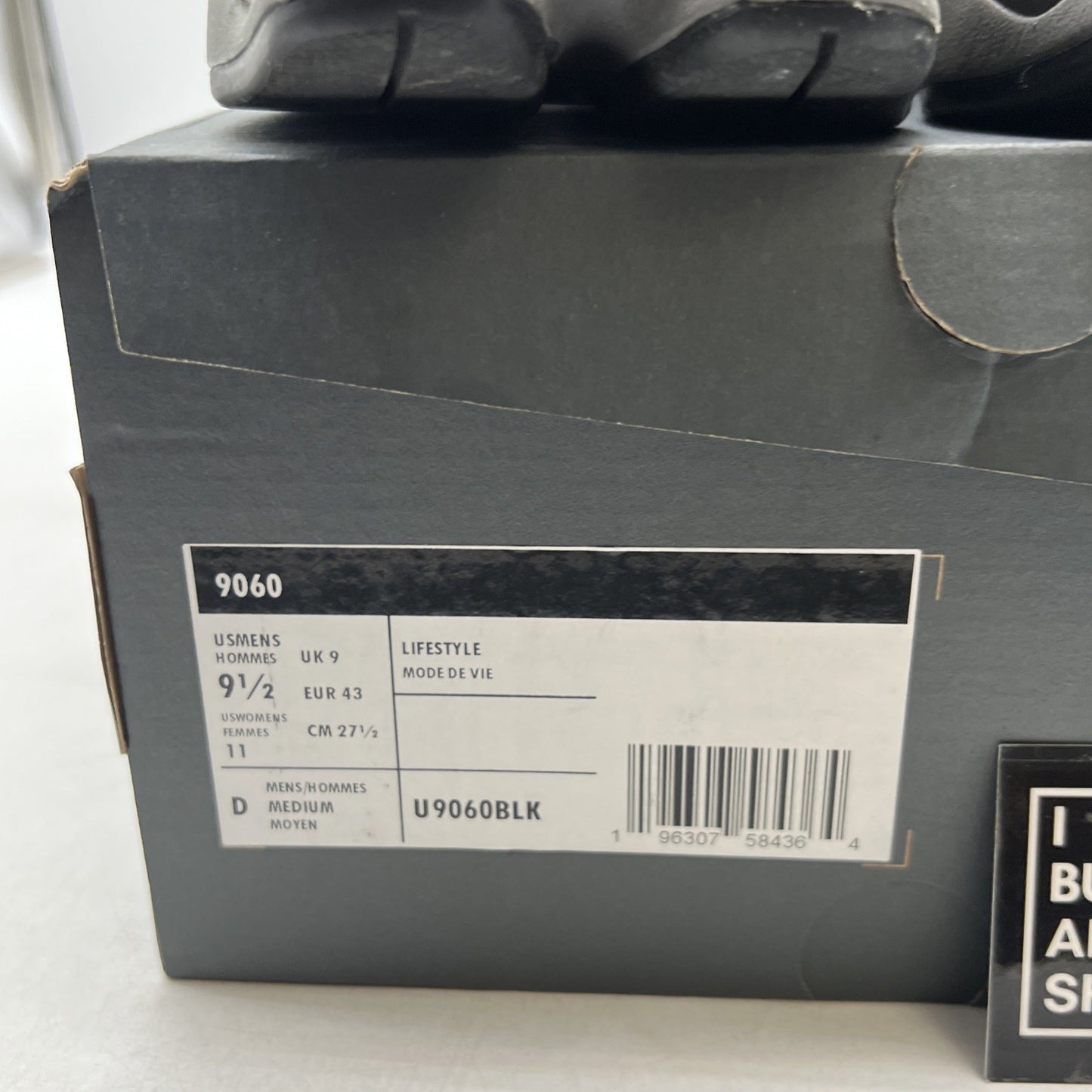 Size 9.5 - New Balance 9060 Black Castlerock (U9060BLK)