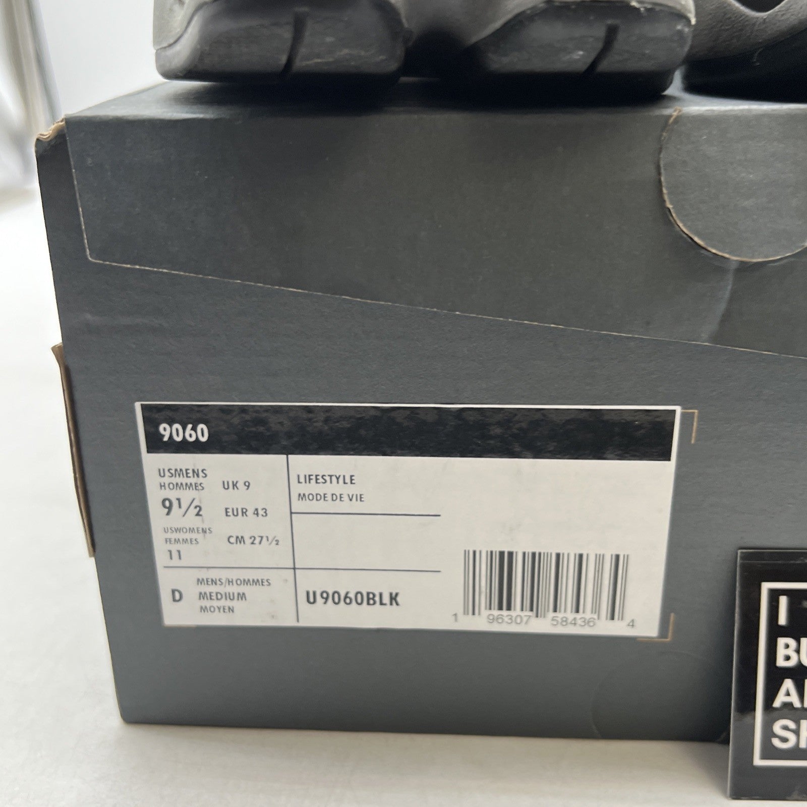 Size 9.5 - New Balance 9060 Black Castlerock (U9060BLK)