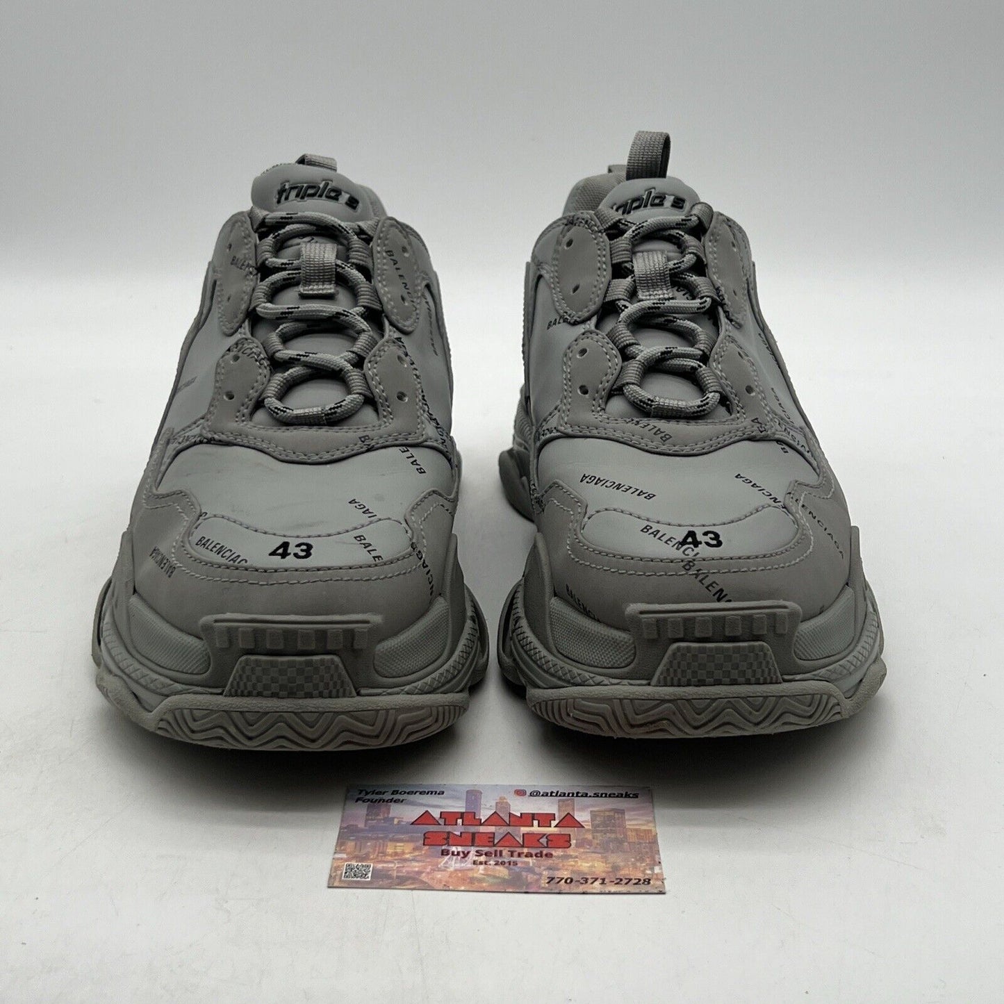 Size 10 - Balenciaga Triple S All Over Logo Grey Black (536737-W2FA1-1810)