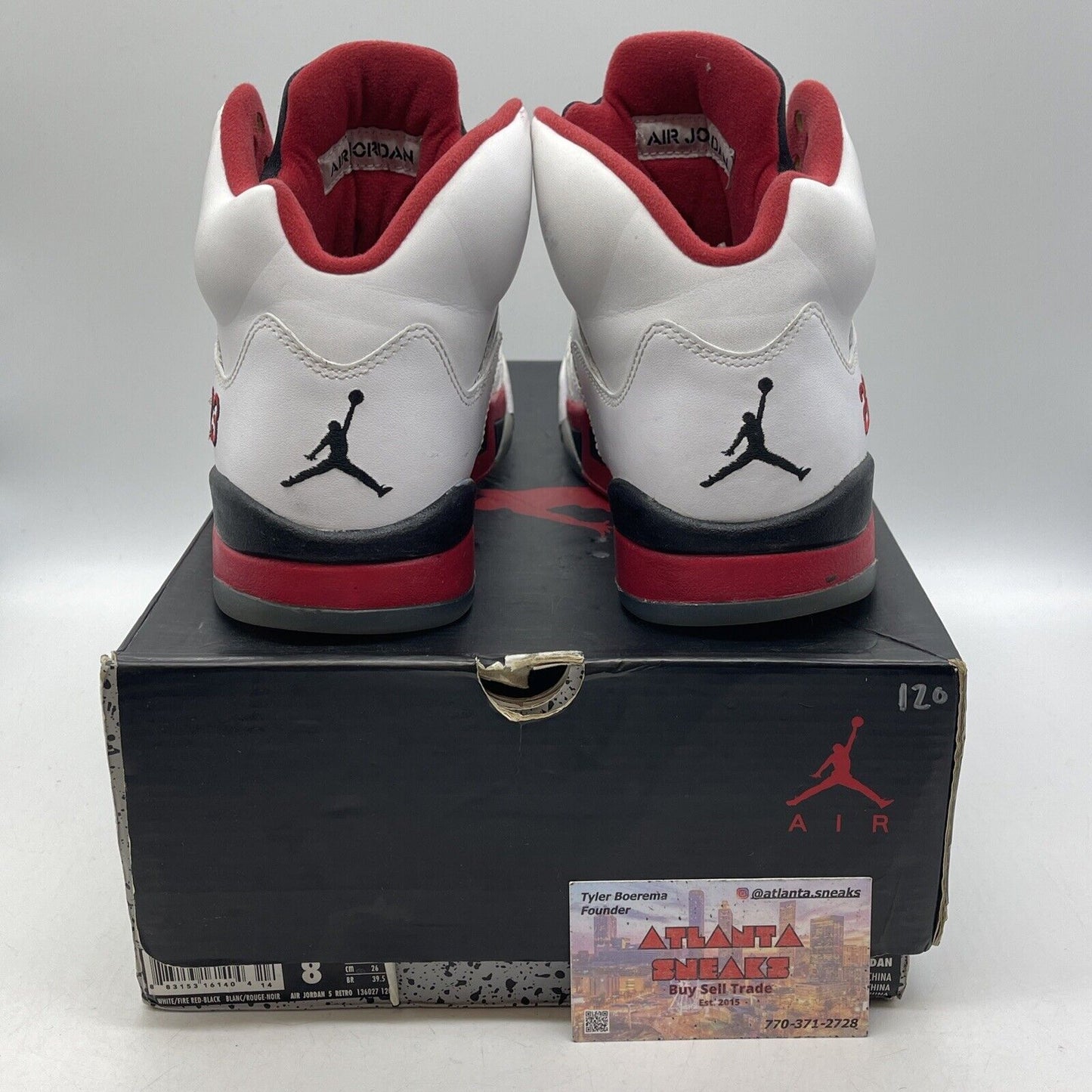 Size 8 - Air Jordan 5 Retro 2013 Fire Red Black White Leather (136027-120)