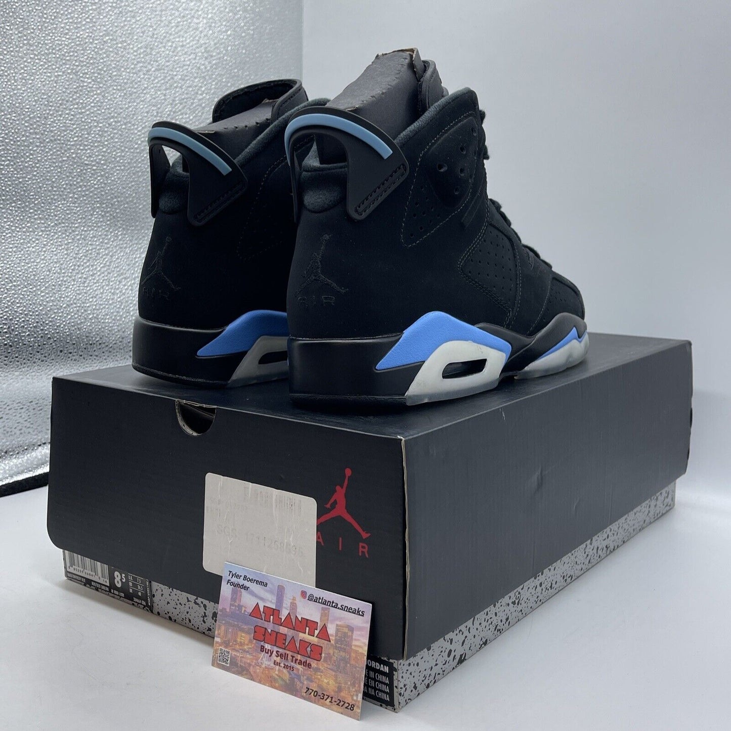 Size 8.5 - Air Jordan 6 Retro UNC Black Blue White Suede (384664-006)