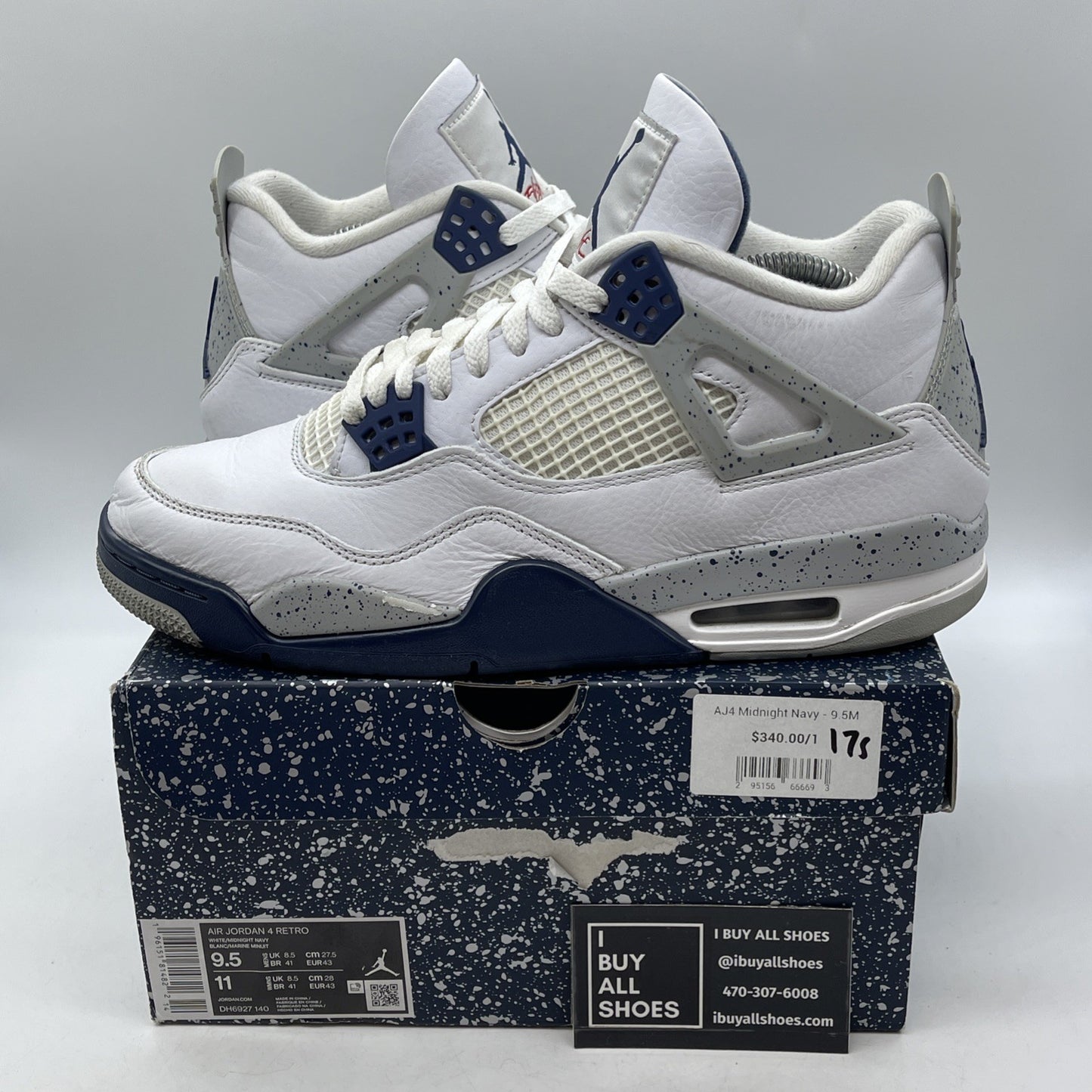 Size 9.5 - Jordan 4 Retro Mid Midnight Navy White Grey Leather (DH6927-140)