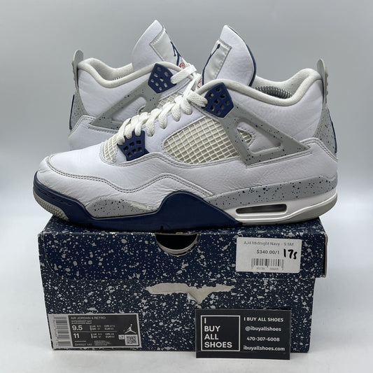 Size 9.5 - Jordan 4 Retro Mid Midnight Navy White Grey Leather (DH6927-140)