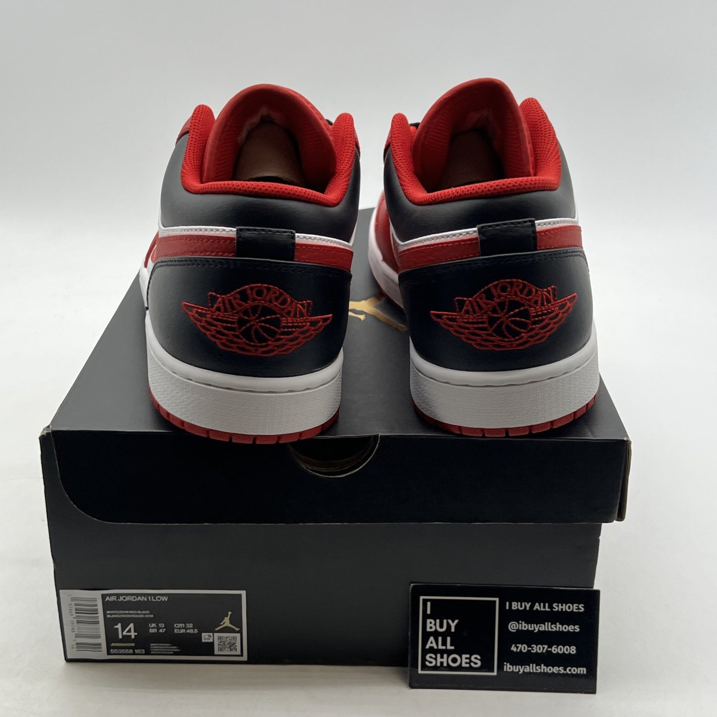 Size 14 - Air Jordan 1 Low Reverse Black Toe (553558-163)