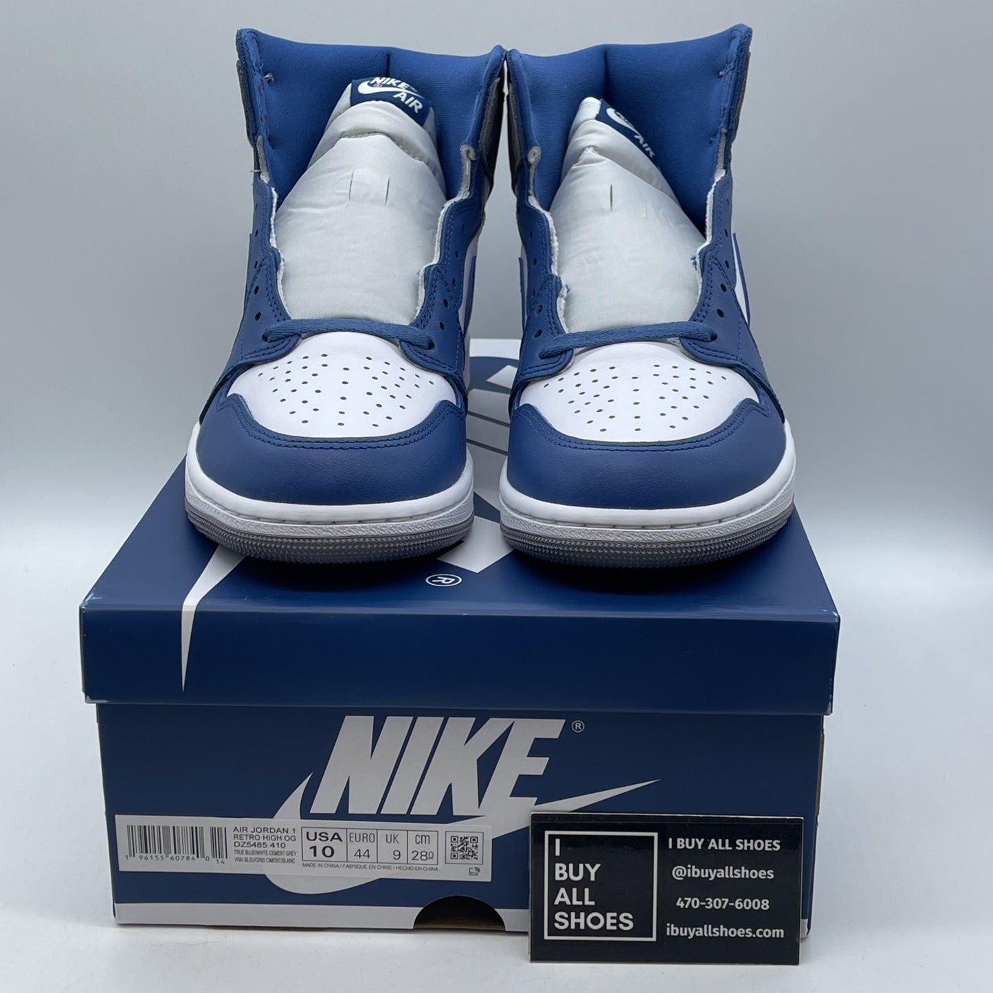 Size 10 - Jordan 1 Retro OG High True Blue Grey Leather Suede (DZ5486-410)
