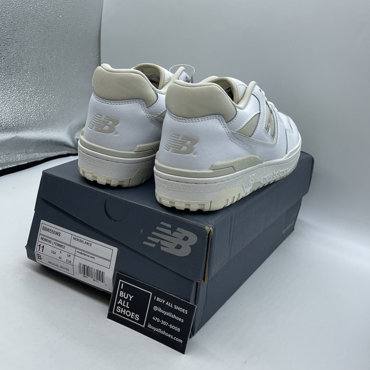 Size 11W - New Balance 550 Silver Birch White Leather (BBW550WS)