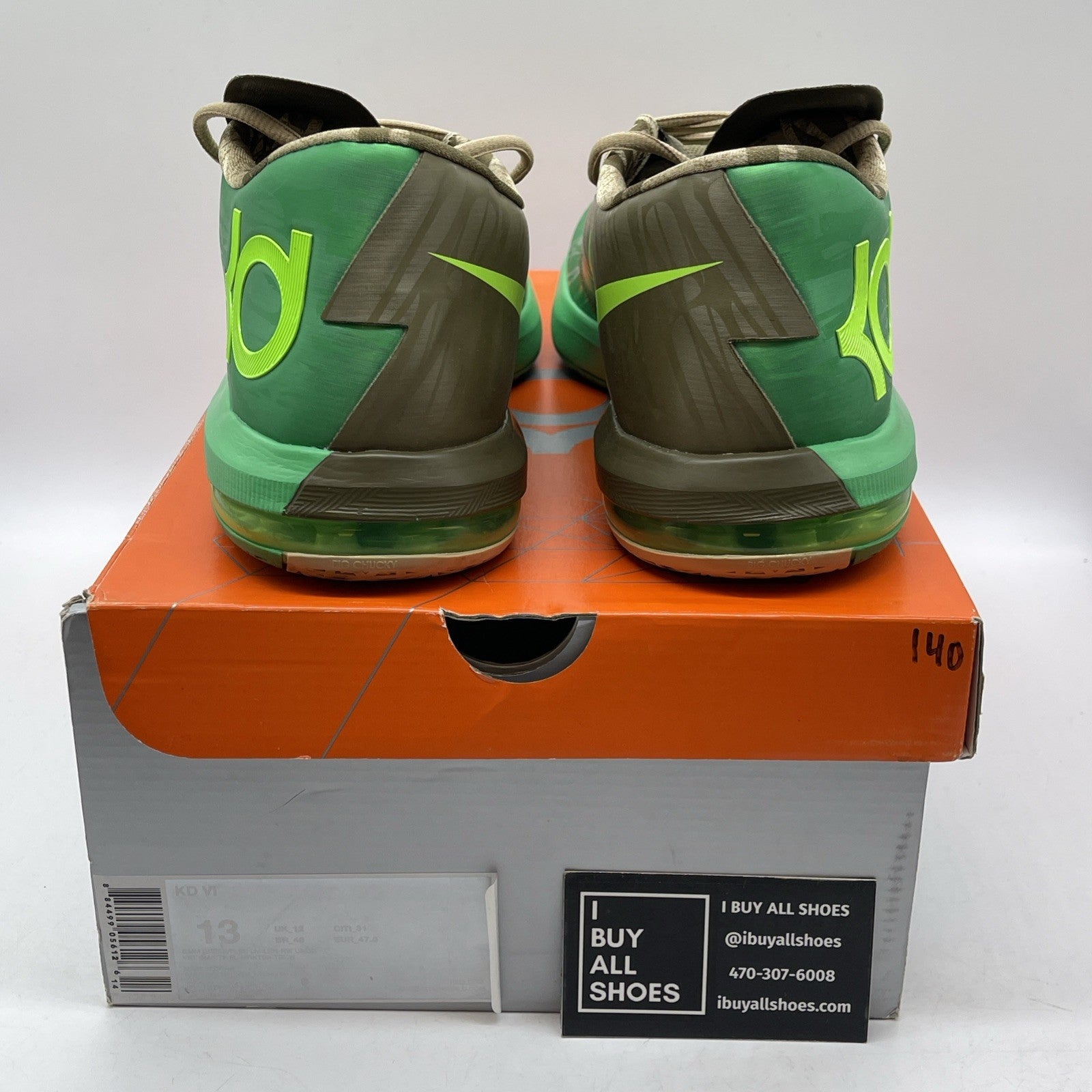Size 13 - Nike KD 6 Bamboo Green Brown Leather (599424-301)