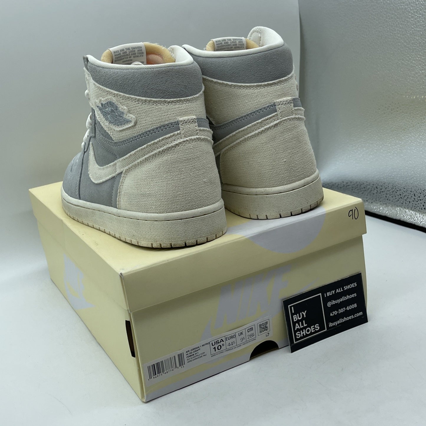 Size 10.5 - Air Jordan 1 Retro OG Craft High Ivory Grey Suede (FD8636-011)