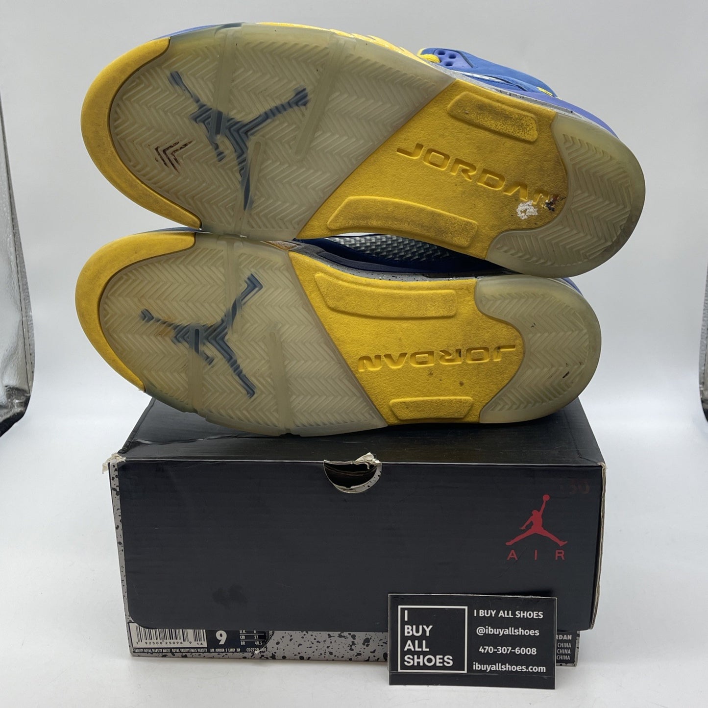 Size 9 - Air Jordan 5 Retro Laney Blue Yellow Grey Suede (CD2720-400)