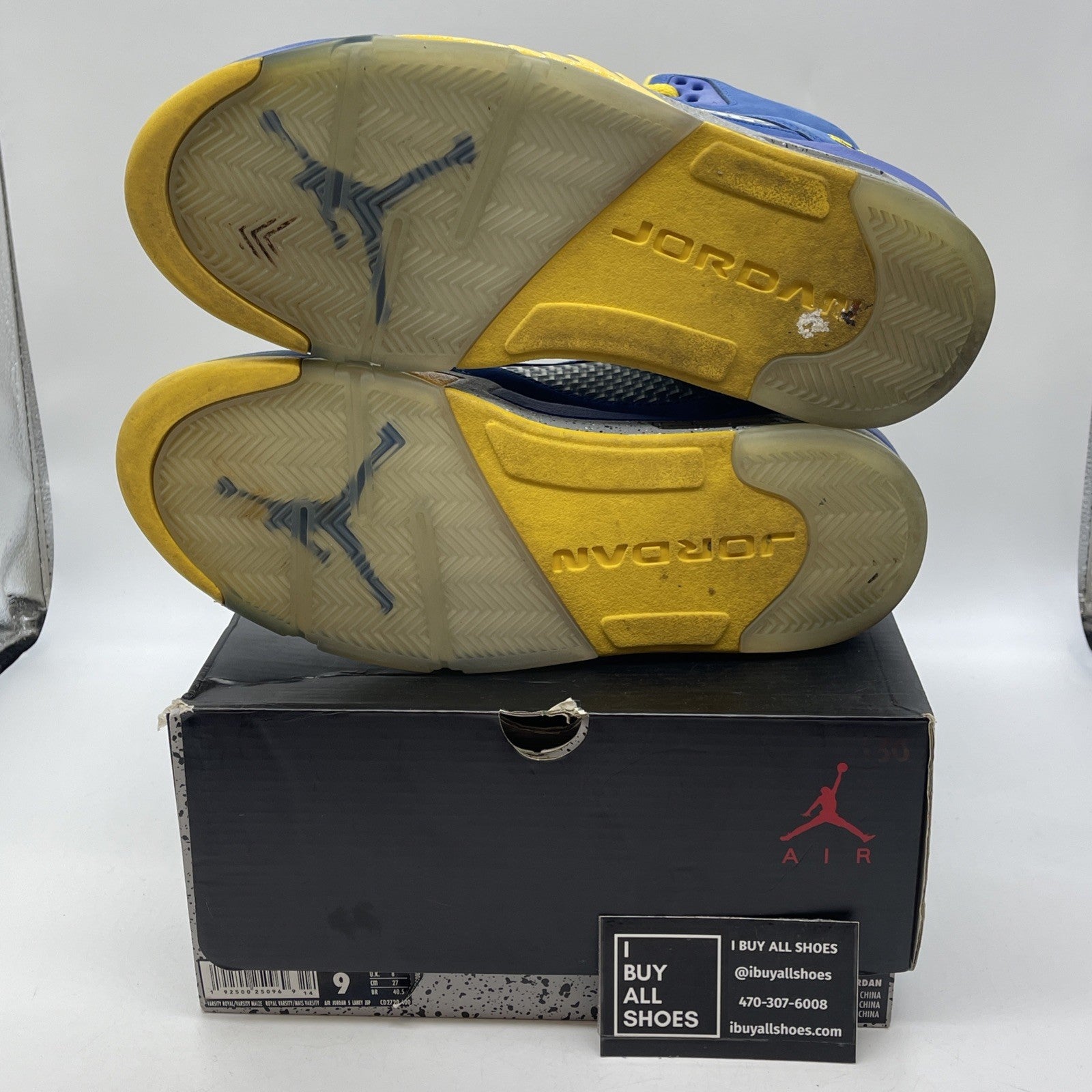 Size 9 - Air Jordan 5 Retro Laney Blue Yellow Grey Suede (CD2720-400)